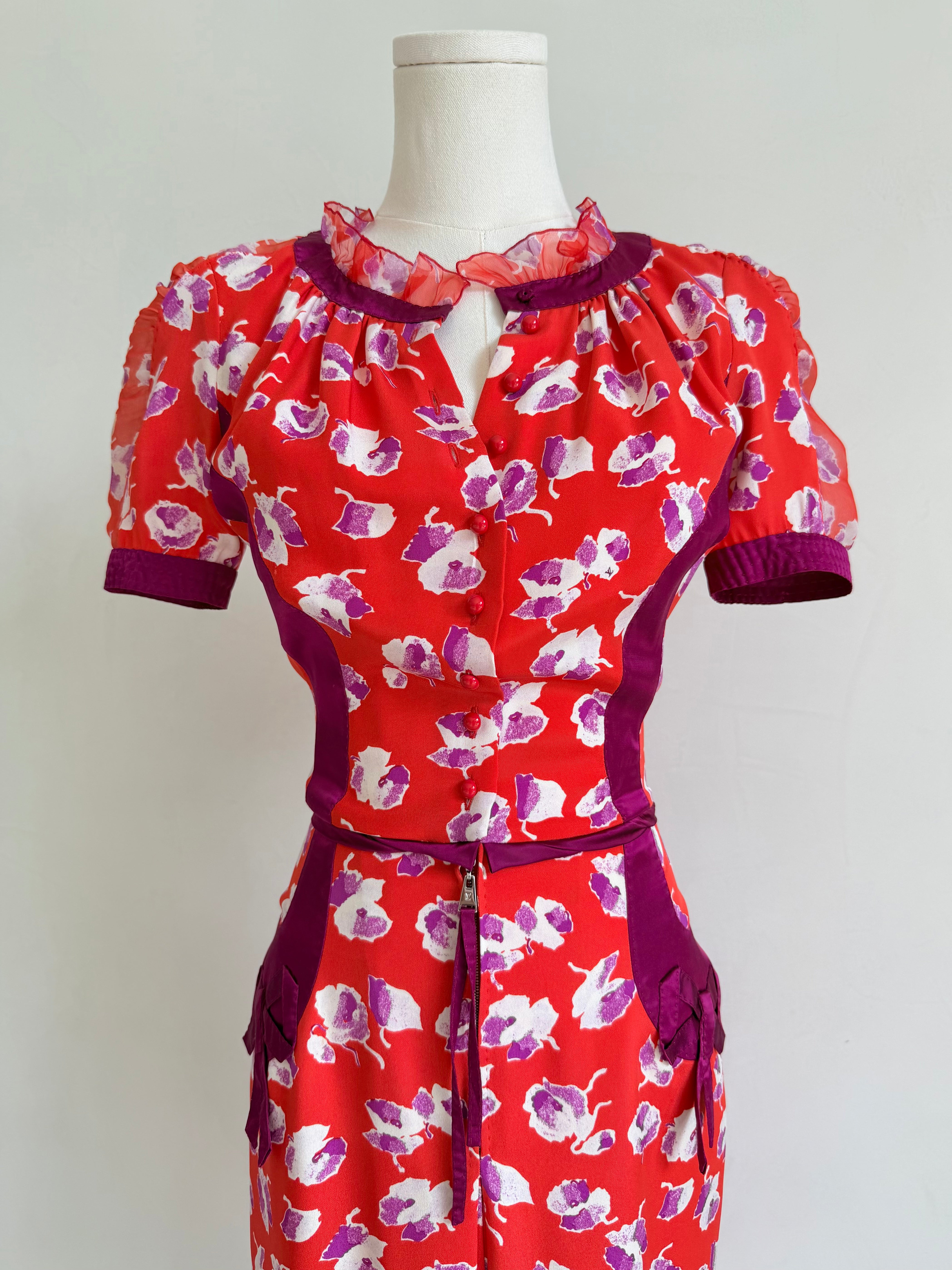 By Marc Jacobs S/S 2005 Floral Silk Dress with Ribbons