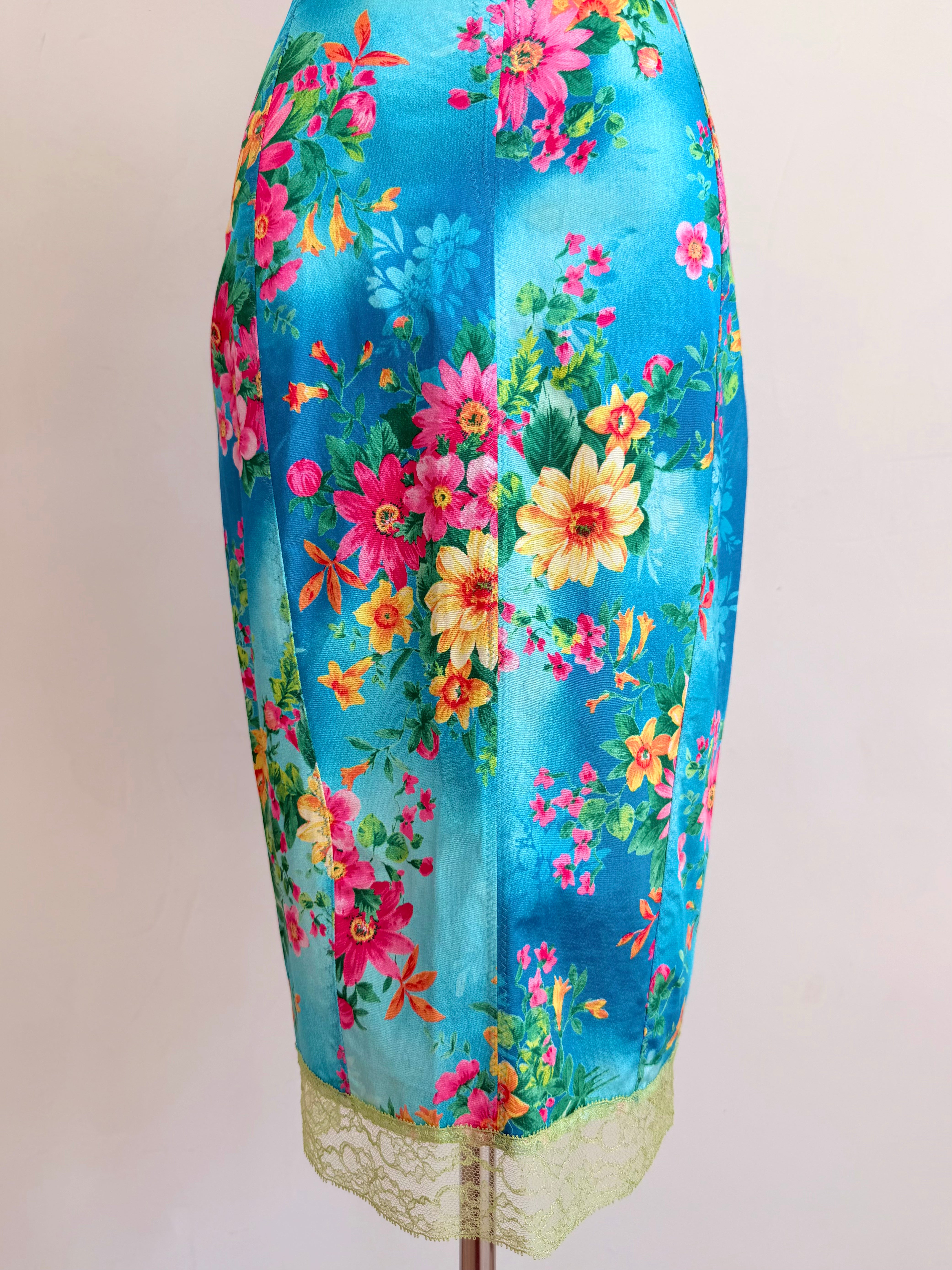S/S 2005 Turquoise Floral Silk & Lace Dress
