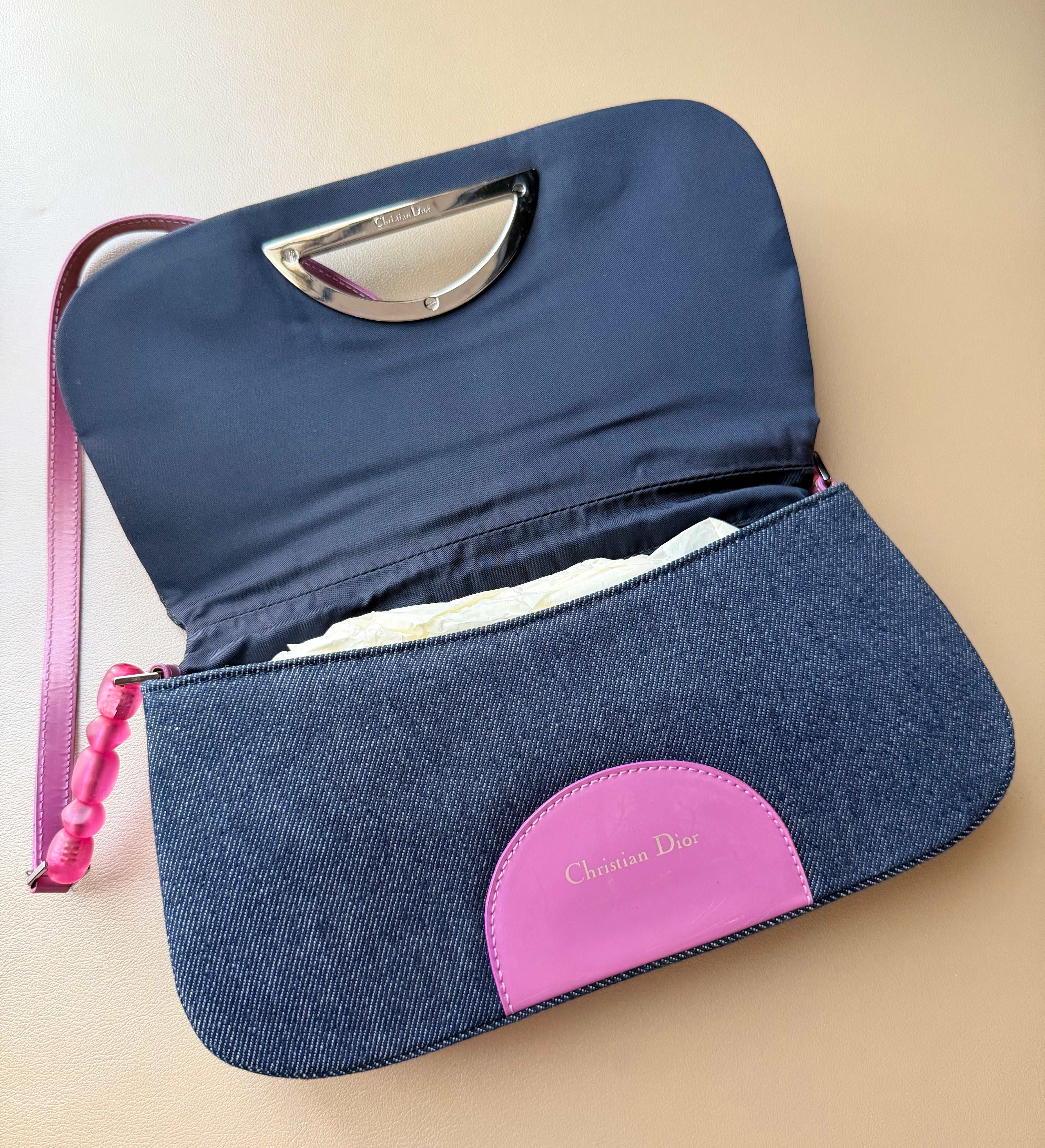 2000s Multicolor Beaded & Denim Malice Shoulder Bag