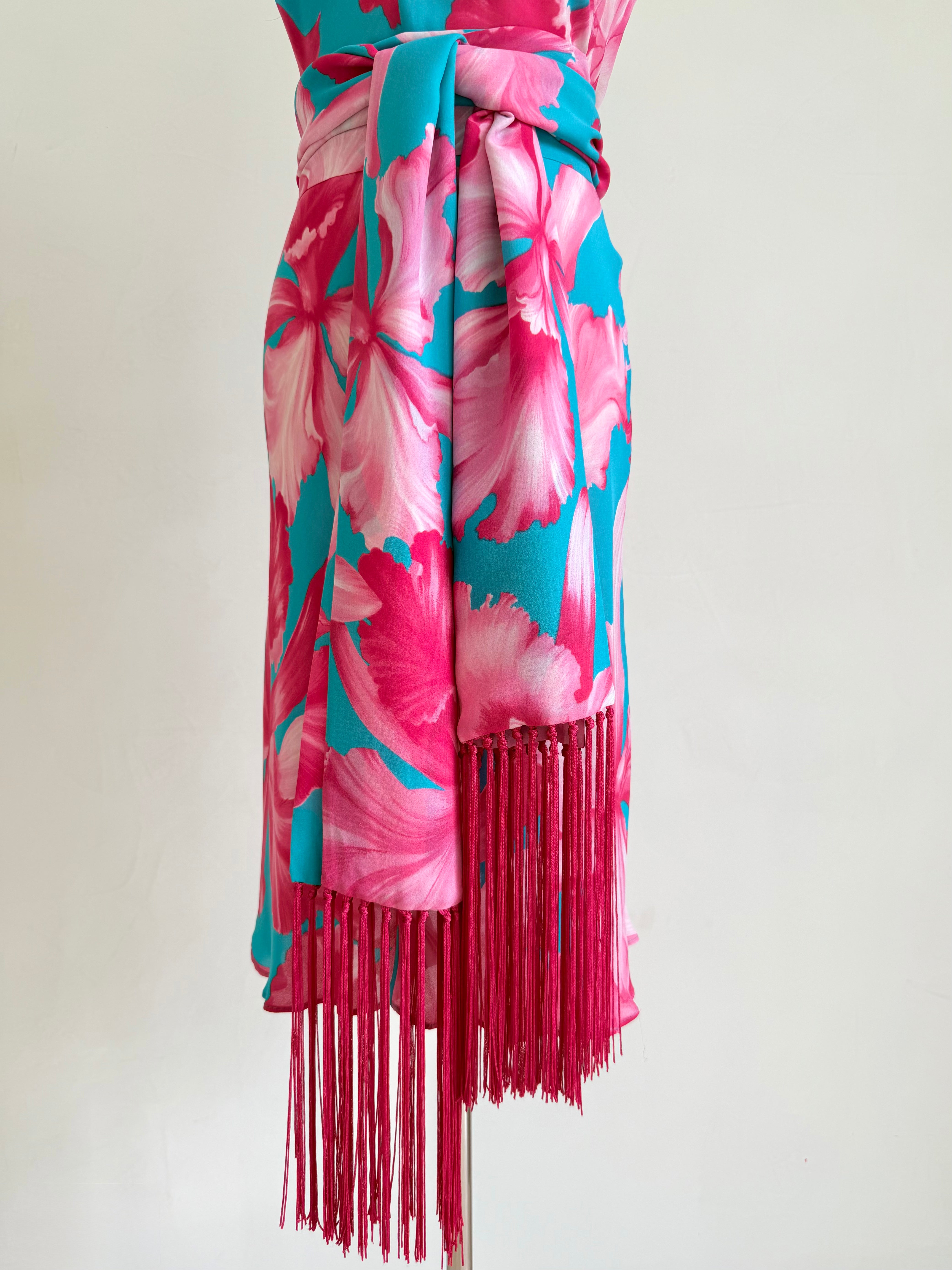 S/S 2004 Hibiscus Print Silk Dress and Scarf