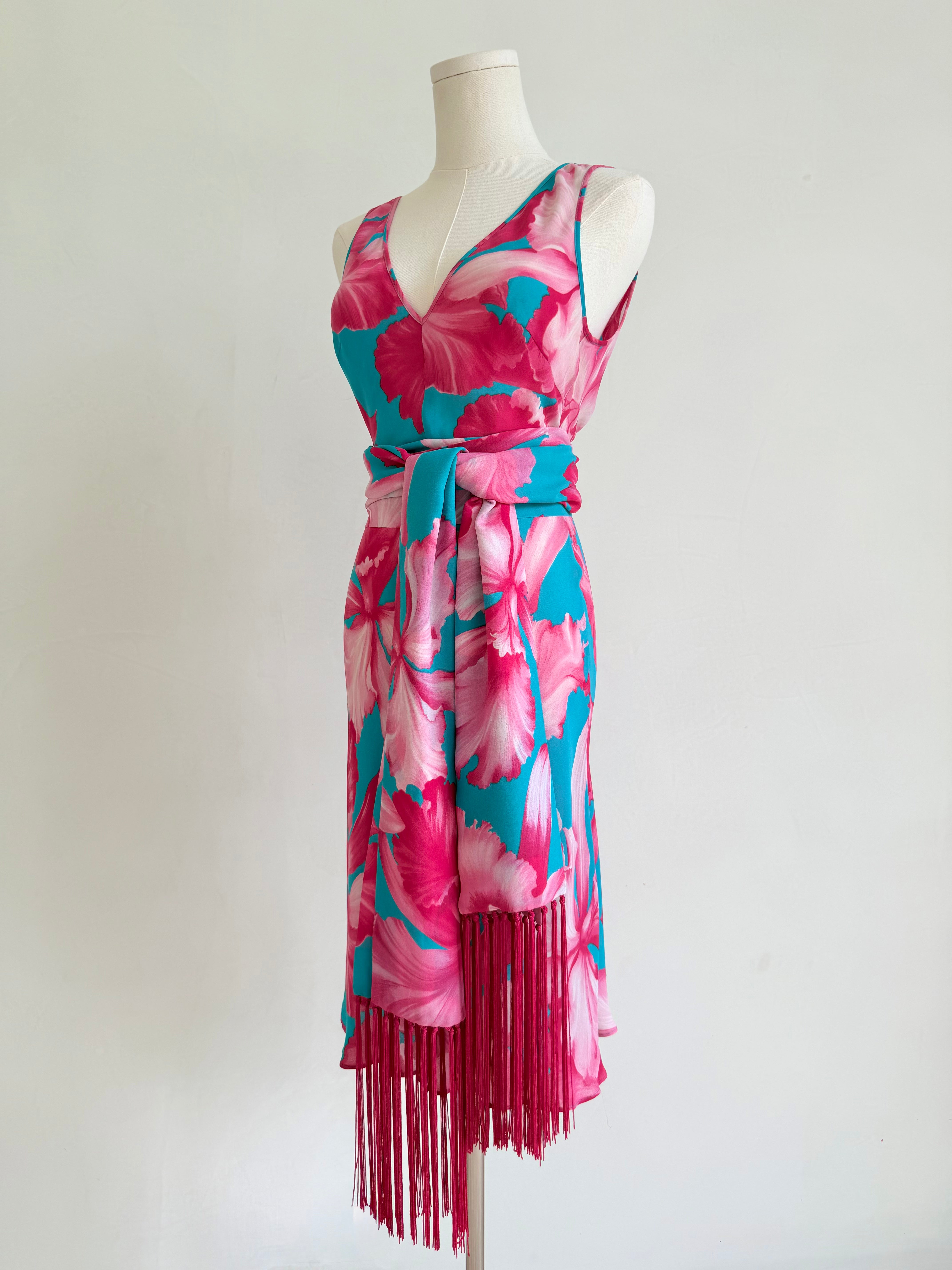 S/S 2004 Hibiscus Print Silk Dress and Scarf