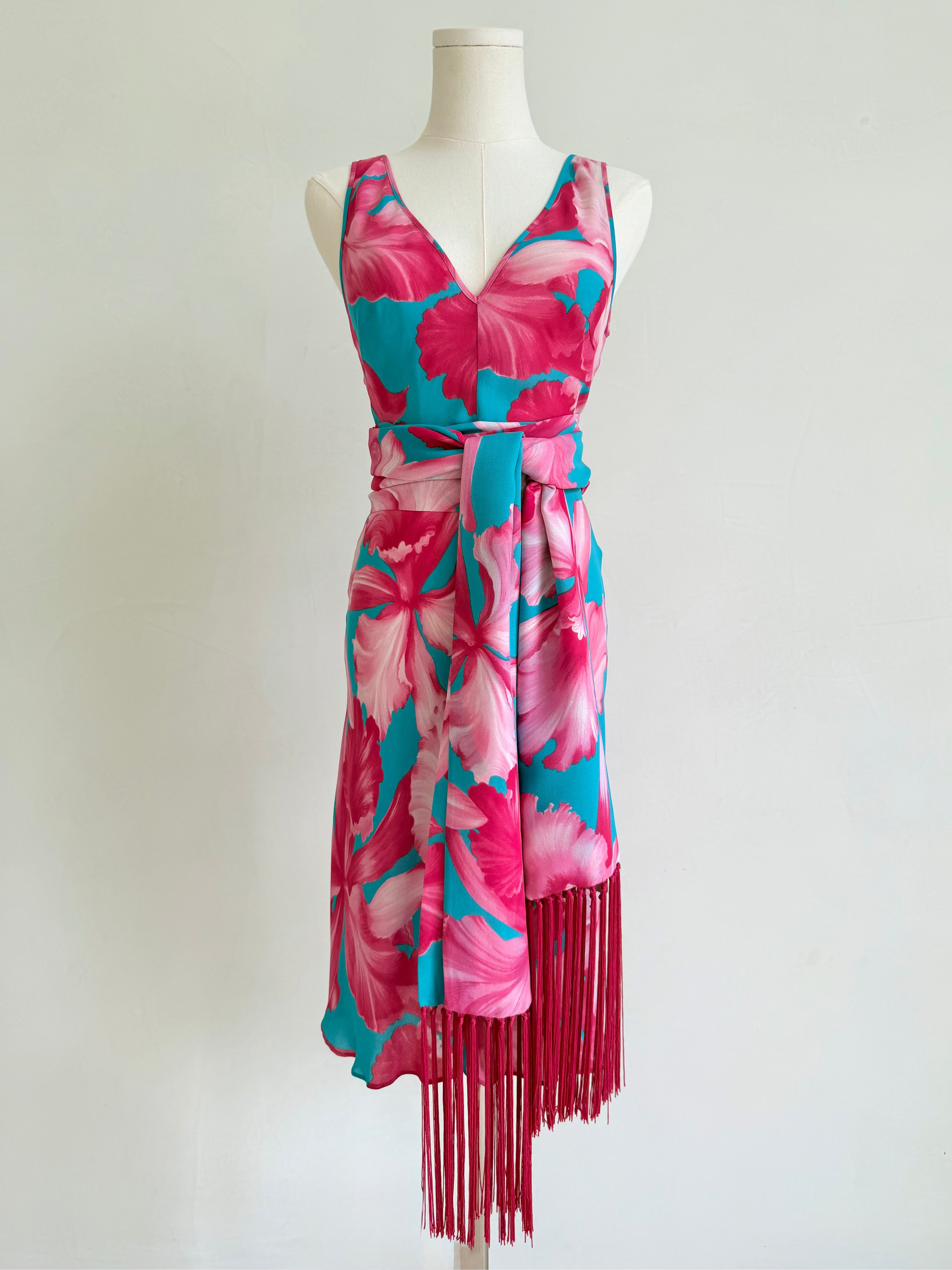 S/S 2004 Hibiscus Print Silk Dress and Scarf