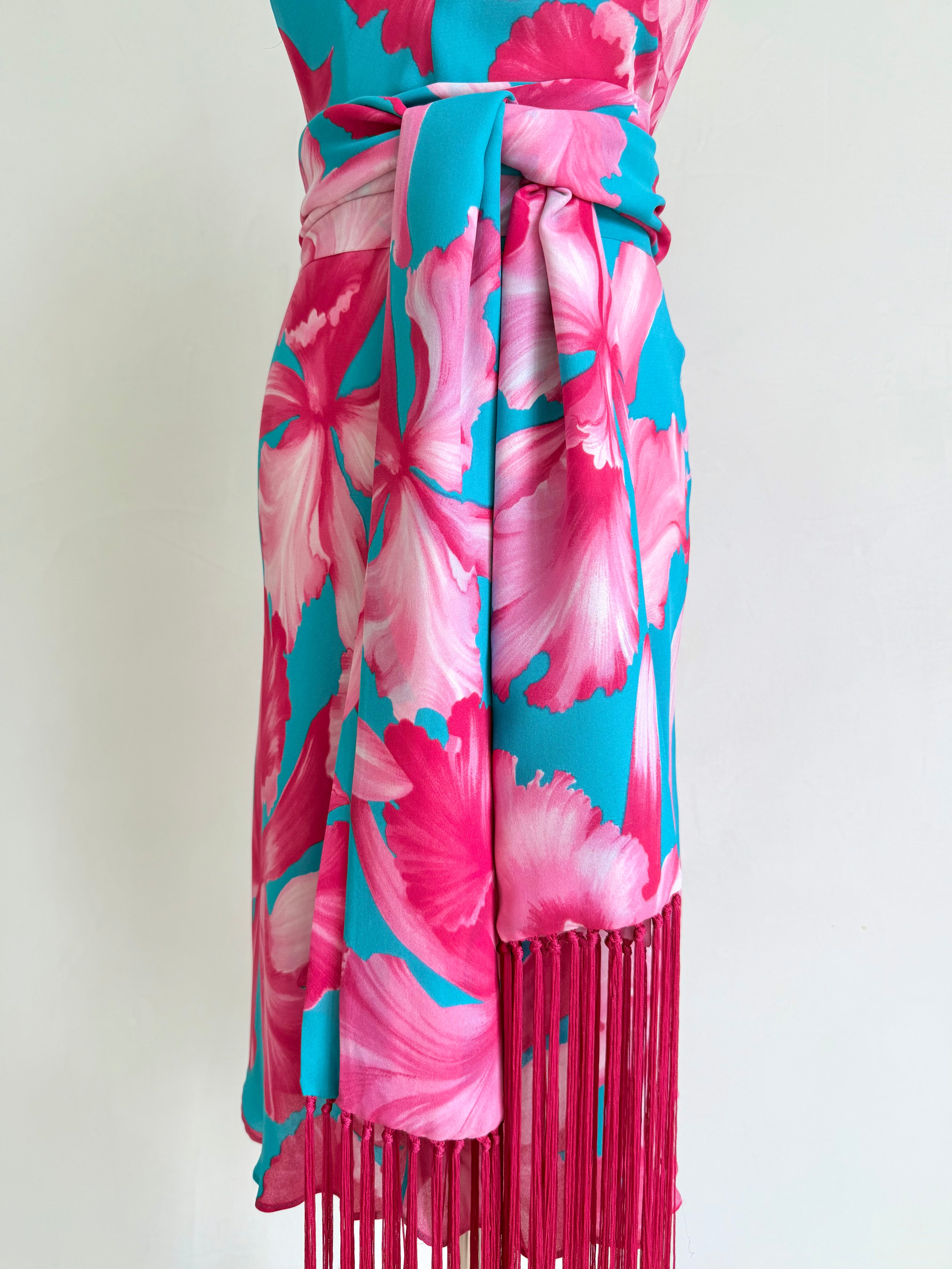 S/S 2004 Hibiscus Print Silk Dress and Scarf