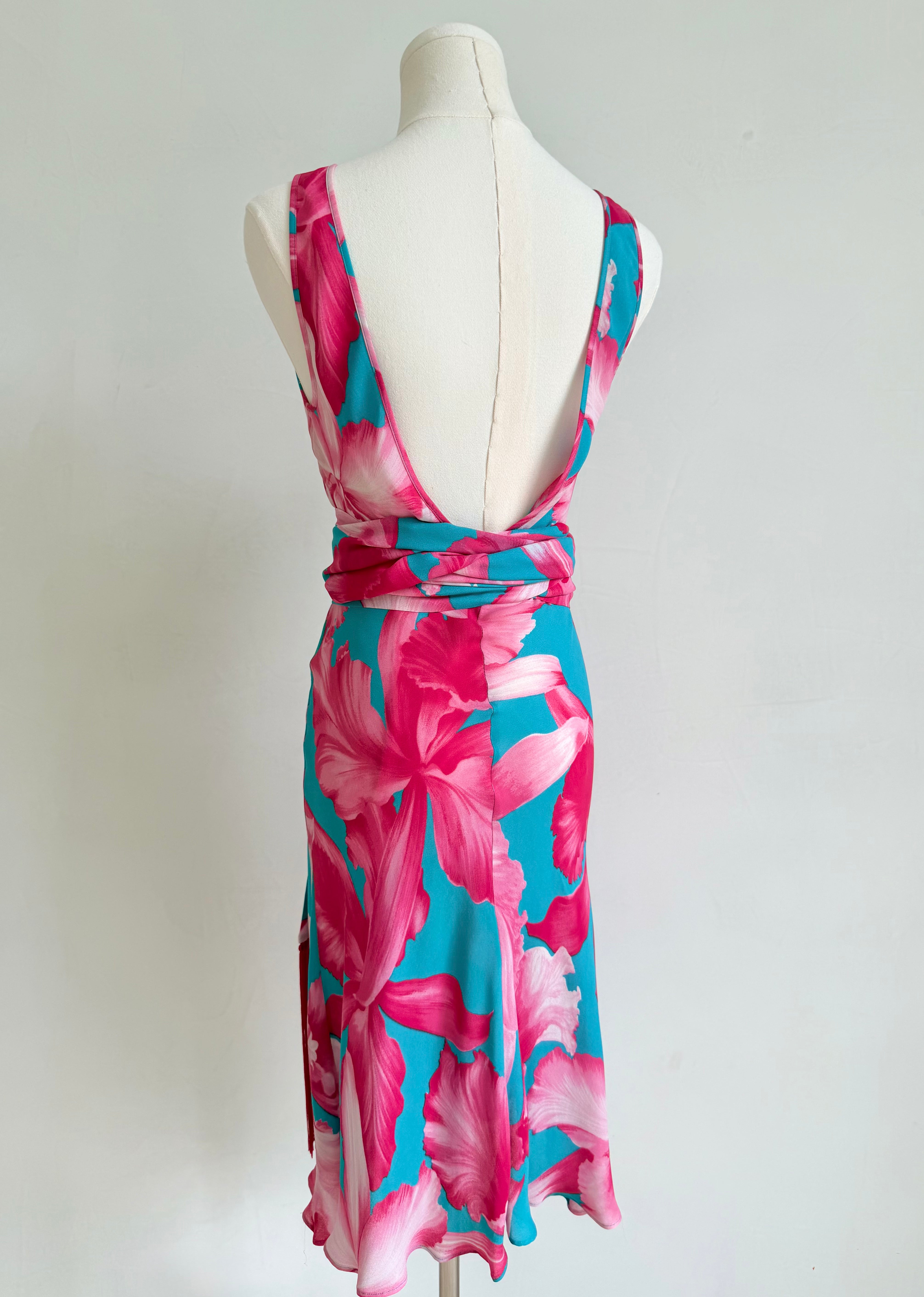 S/S 2004 Hibiscus Print Silk Dress and Scarf