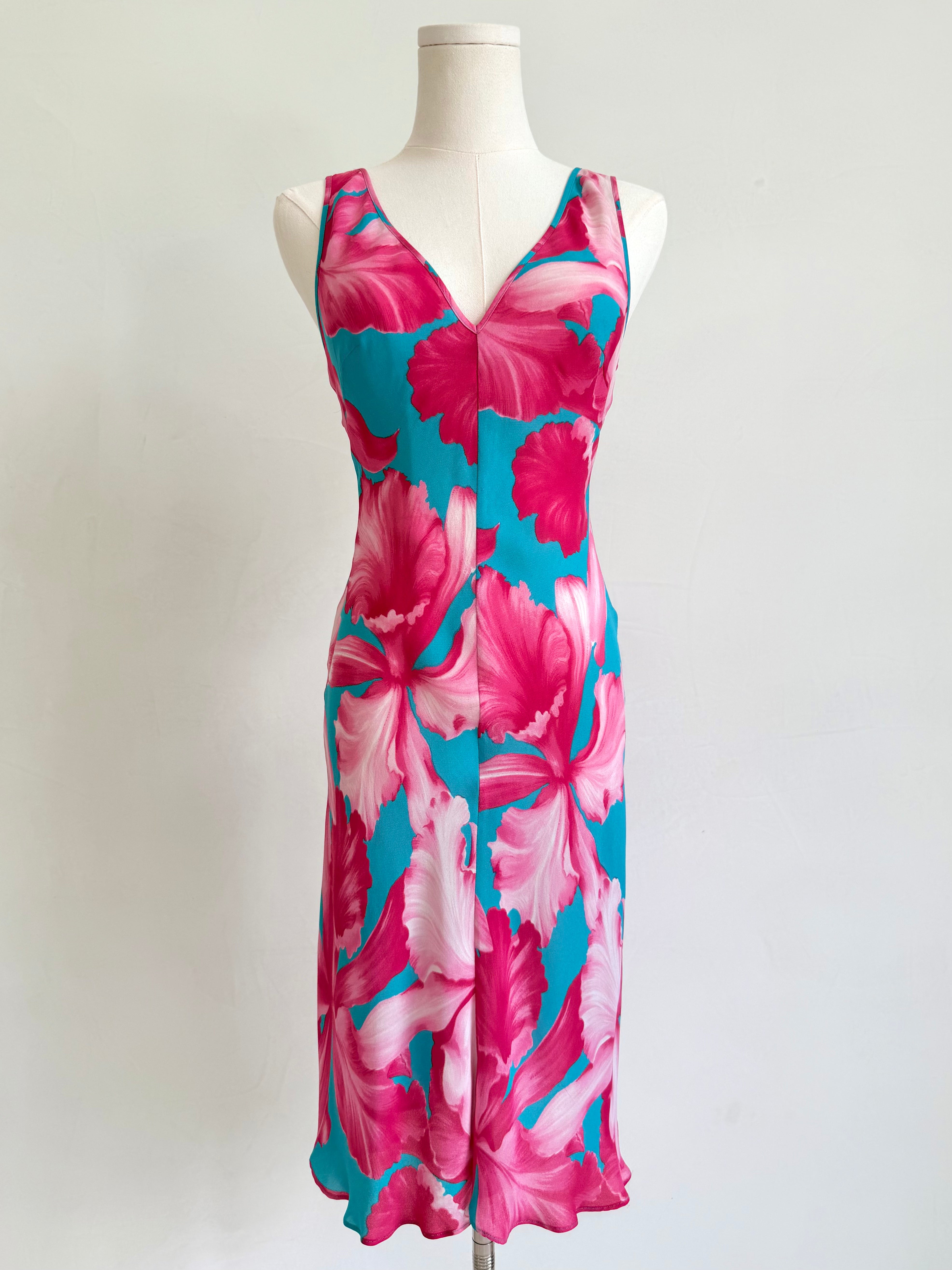 S/S 2004 Hibiscus Print Silk Dress and Scarf