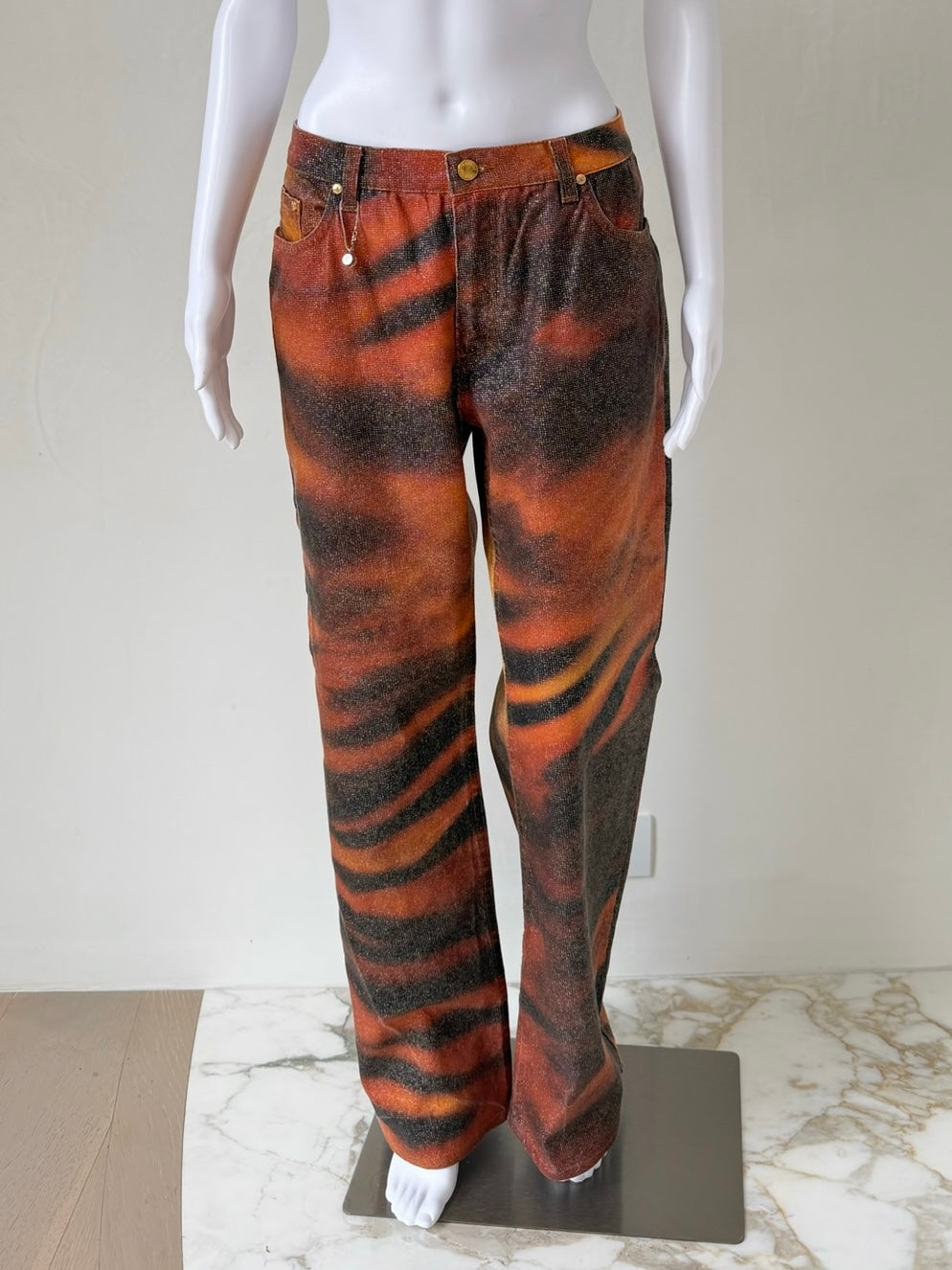 S/S 2000 Tiger Metallic-Glaze Denim Jeans