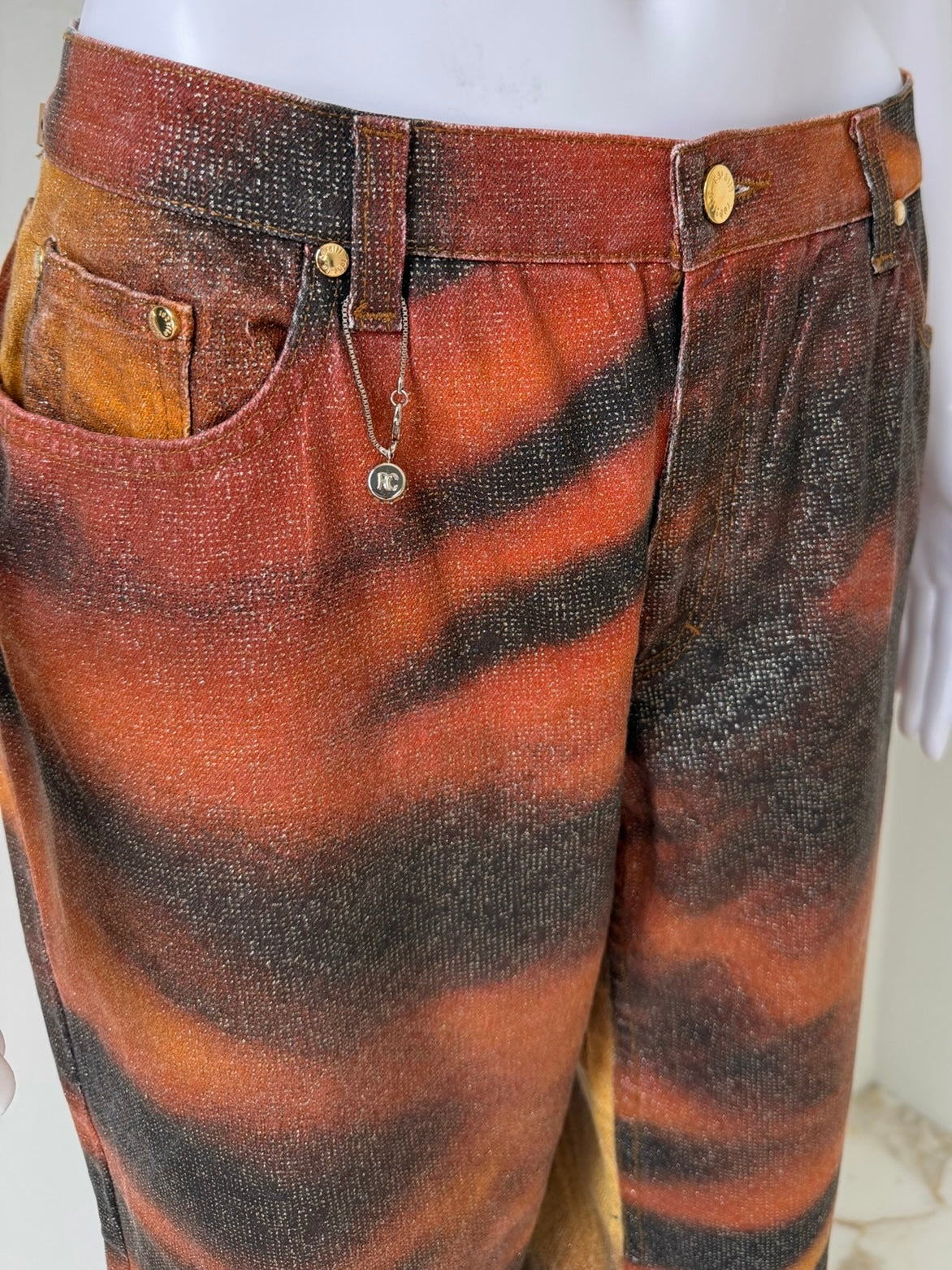 S/S 2000 Tiger Metallic-Glaze Denim Jeans