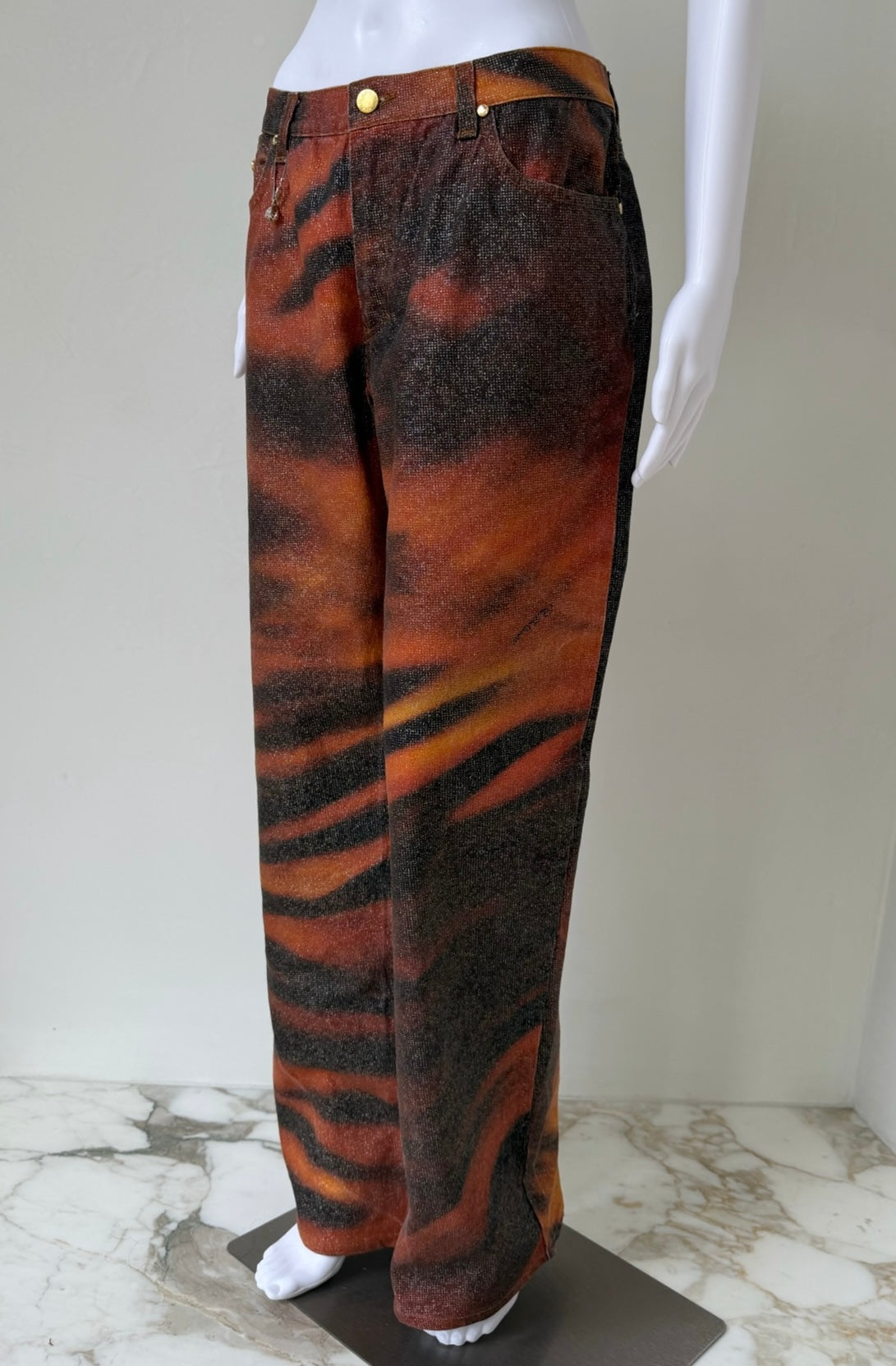 S/S 2000 Tiger Metallic-Glaze Denim Jeans