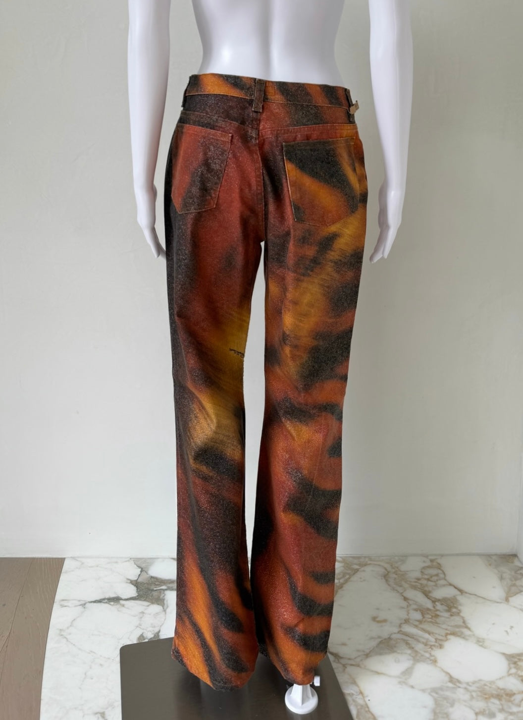 S/S 2000 Tiger Metallic-Glaze Denim Jeans