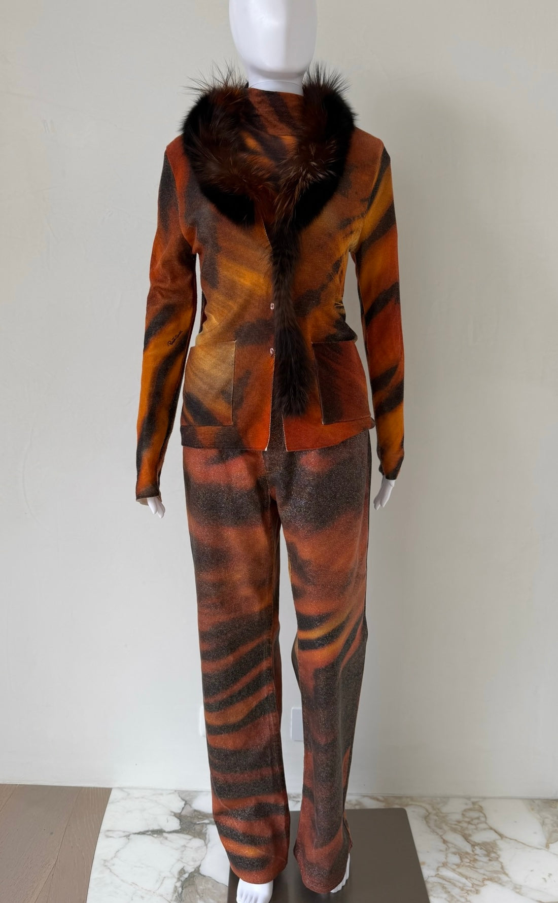 S/S 2000 Tiger Metallic-Glaze Denim Jeans