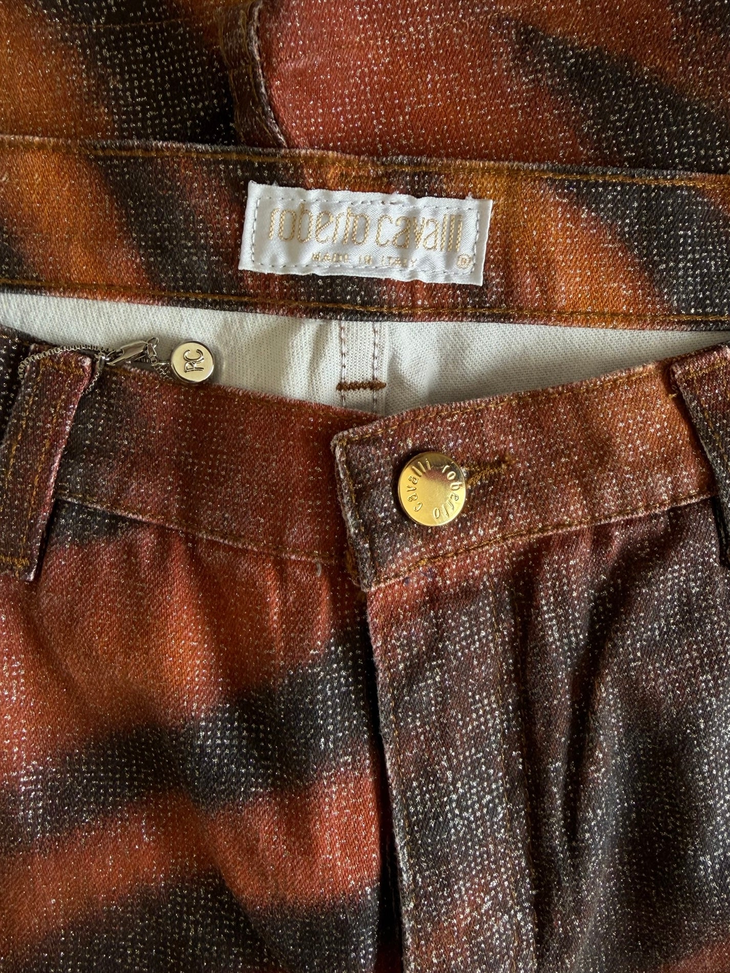 S/S 2000 Tiger Metallic-Glaze Denim Jeans