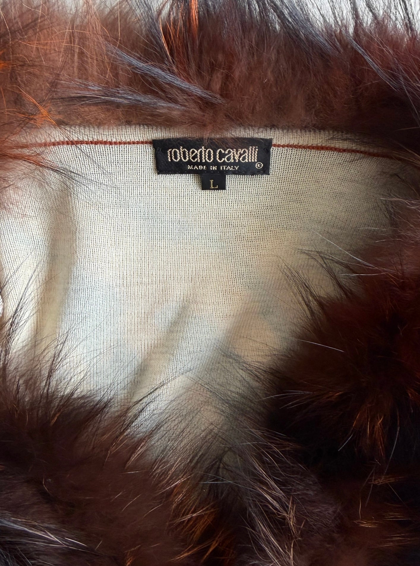 S/S 2000 Tiger Print Cardigan with Fur Trim