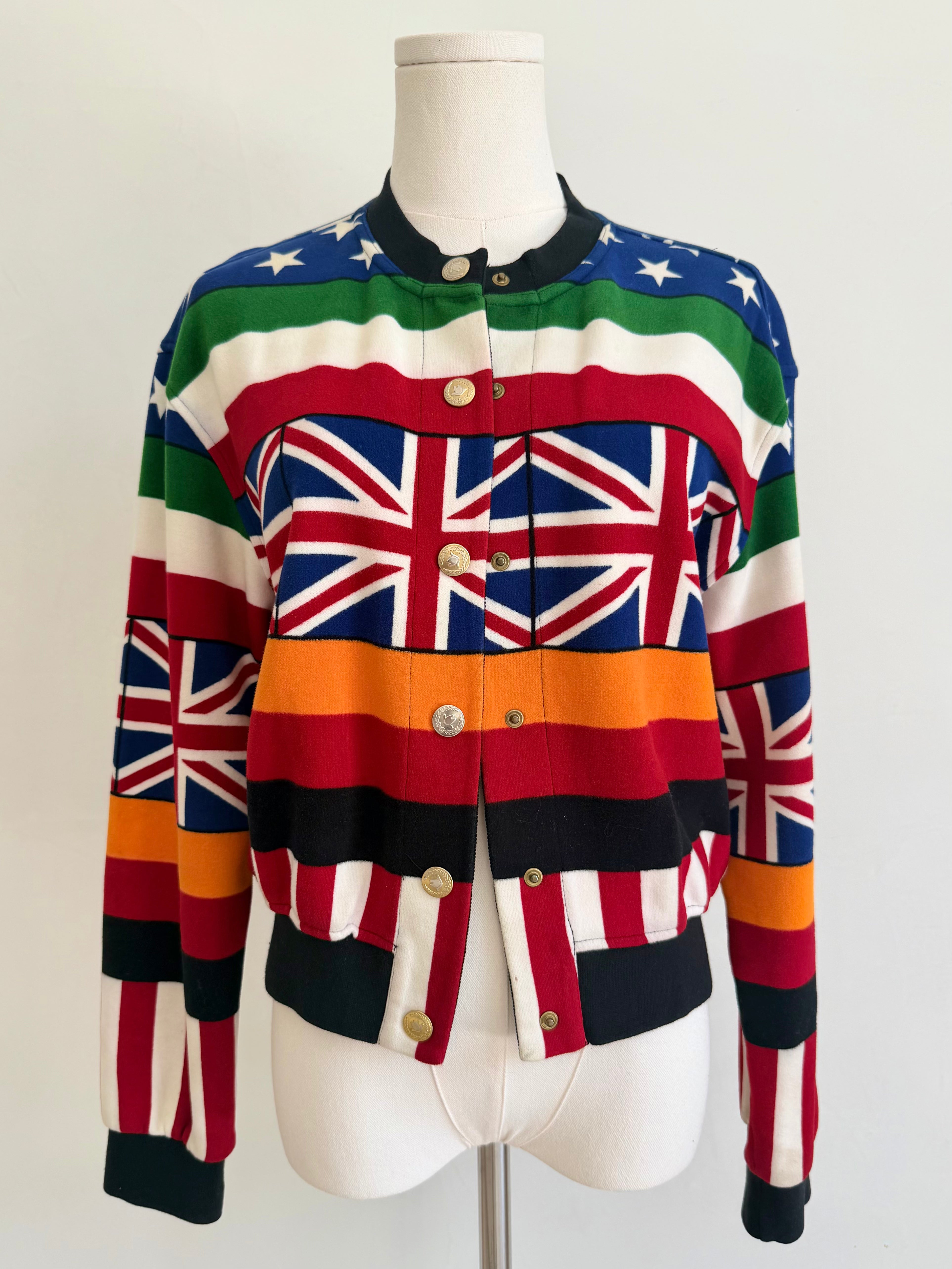 1990s Flag Print Button Up Jacket