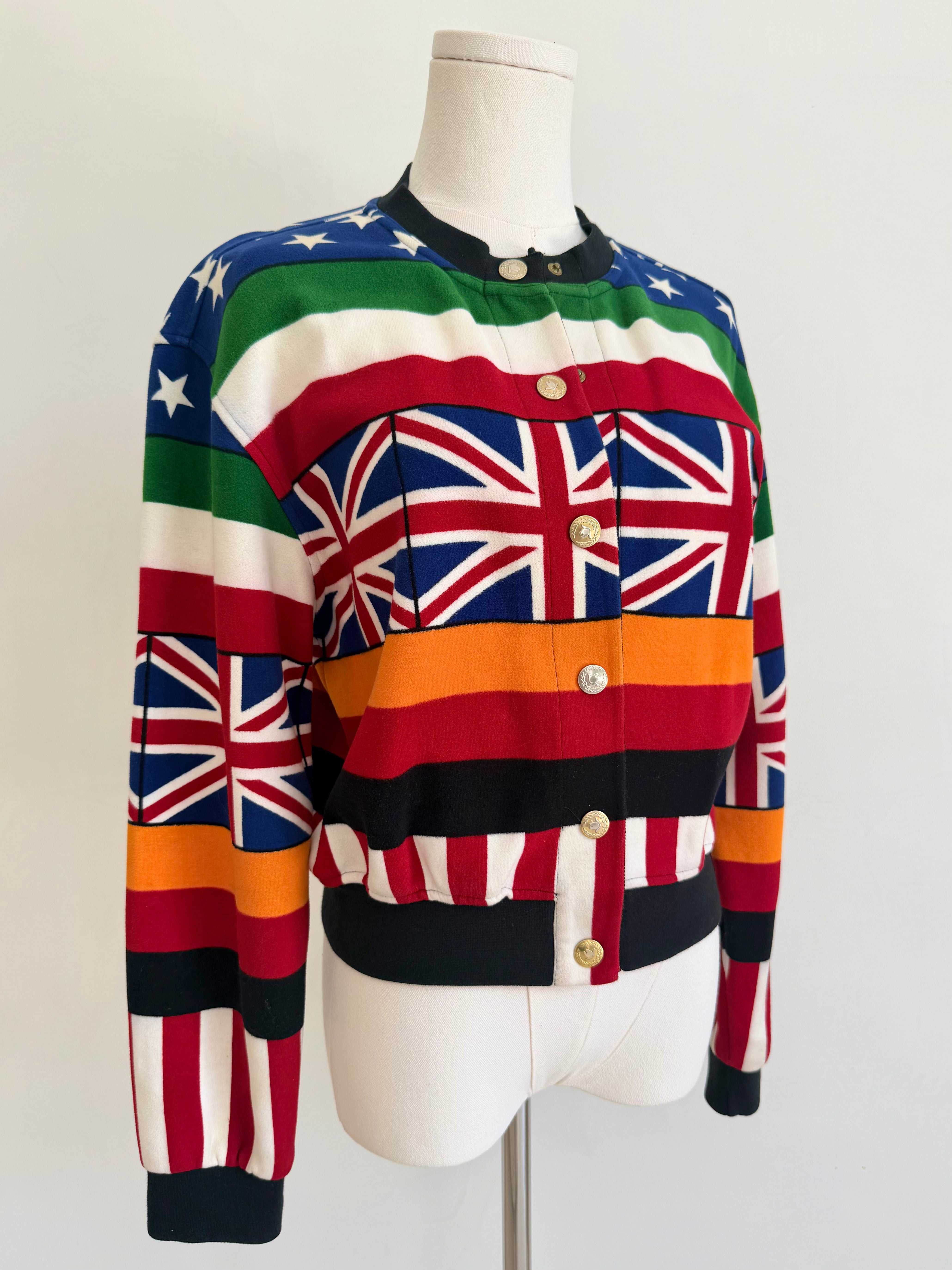 1990s Flag Print Button Up Jacket