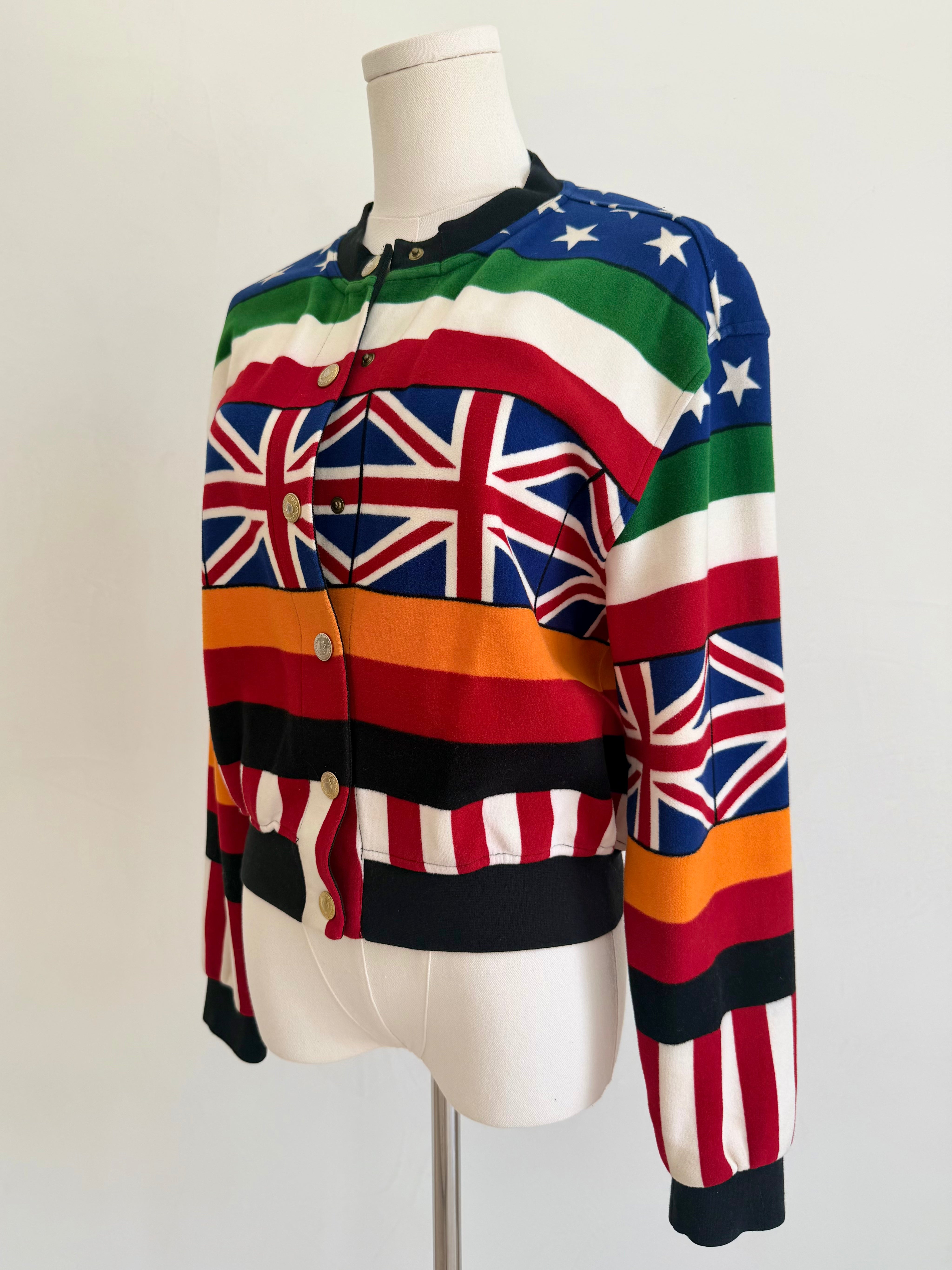 1990s Flag Print Button Up Jacket