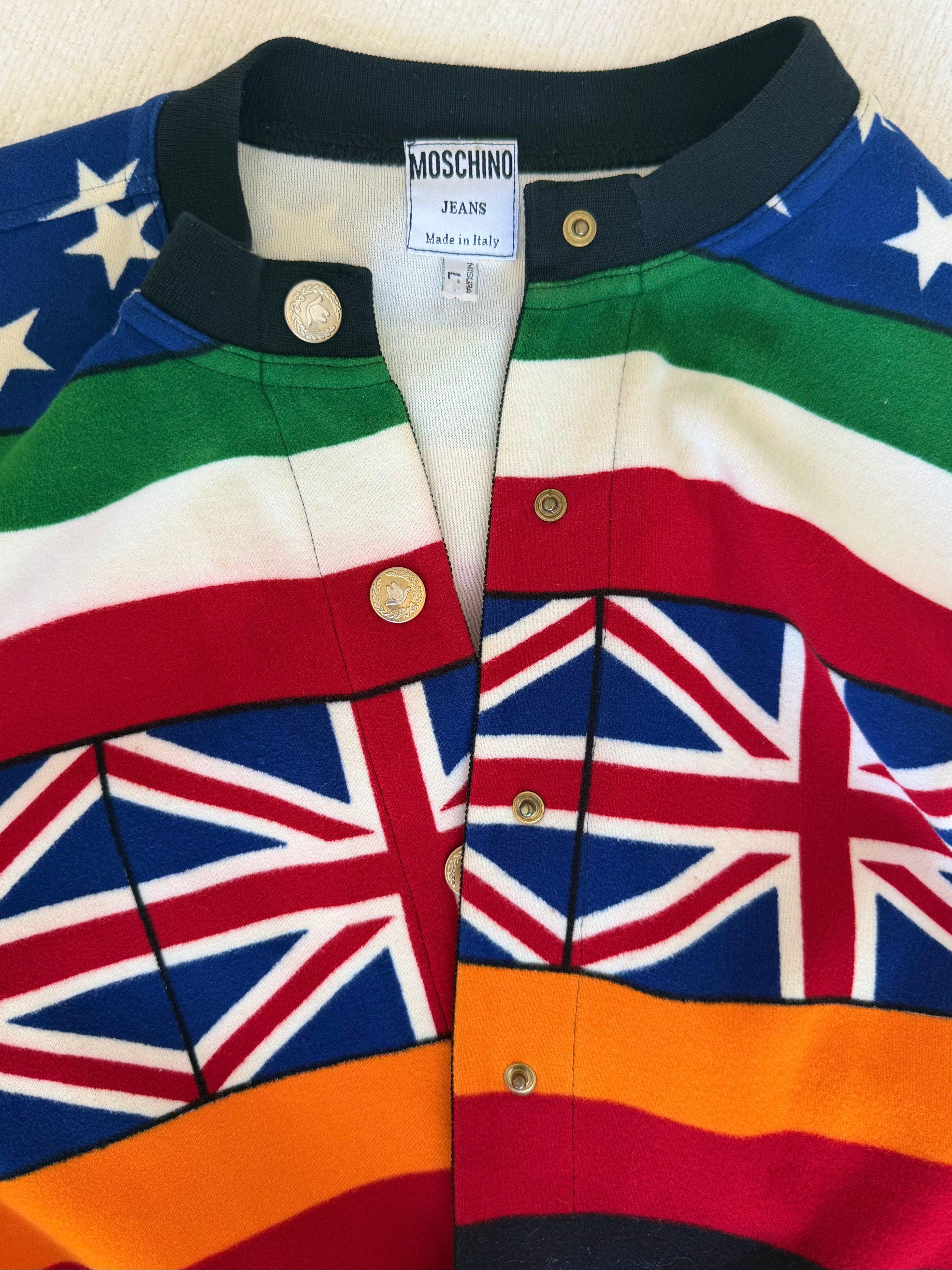 1990s Flag Print Button Up Jacket