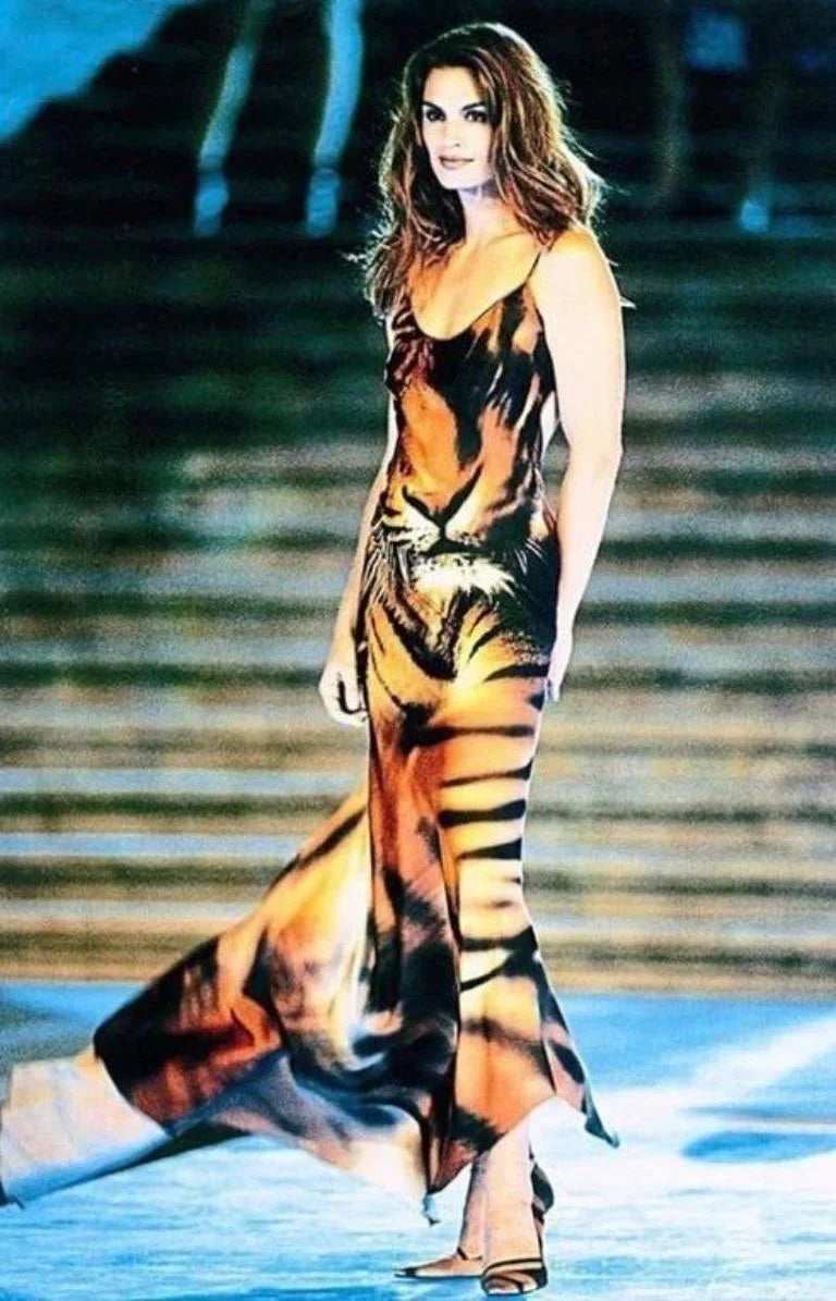 S/S 2000 Tiger Print Cardigan with Fur Trim