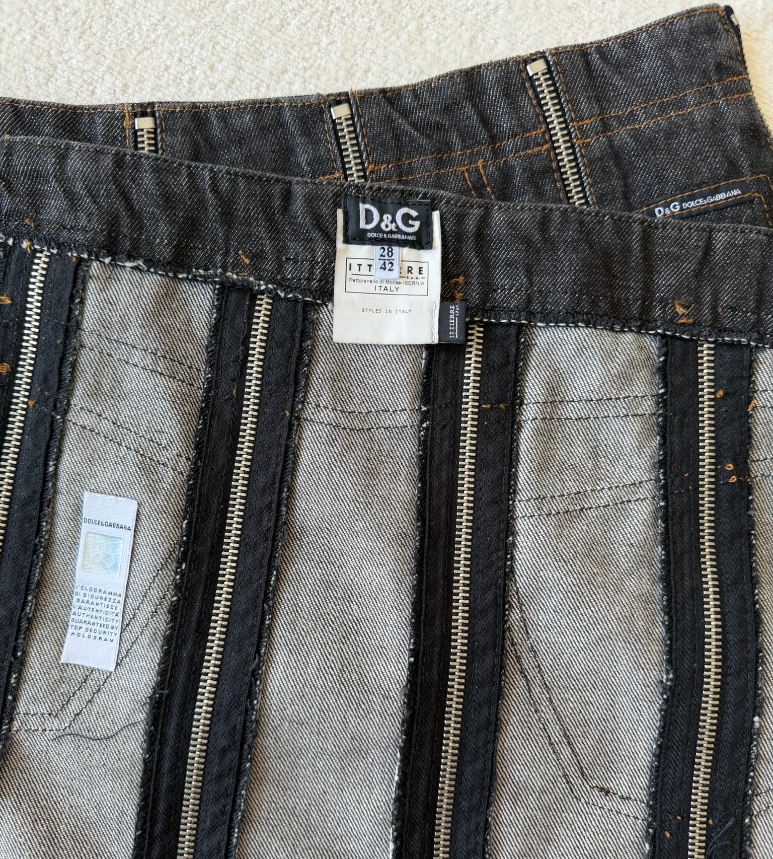 S/S 2004 Dark Blue Denim Multi Zipper Skirt