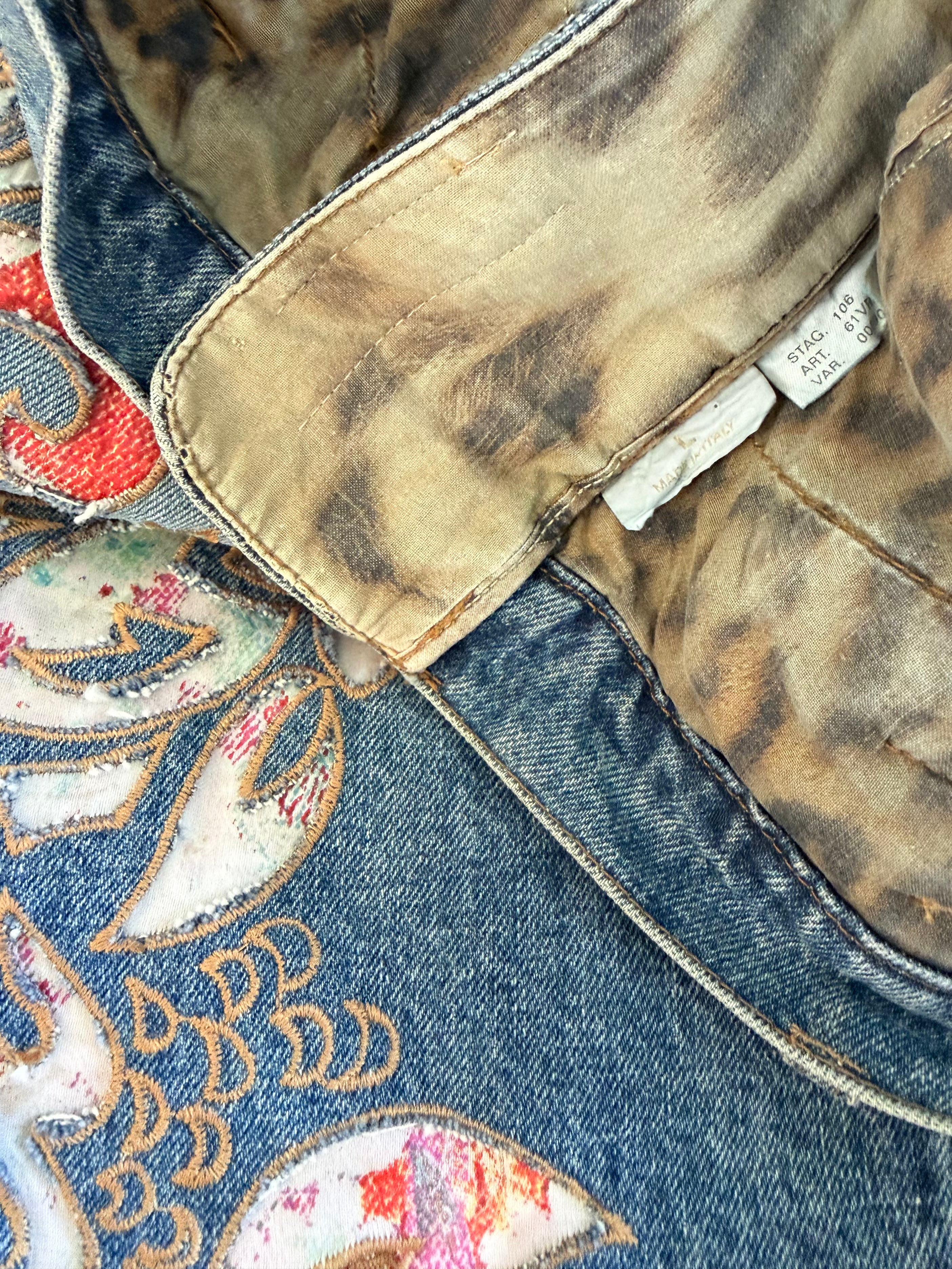 S/S 2002 Blue Denim “Baroque Cutout Floral” Embroidered Jeans