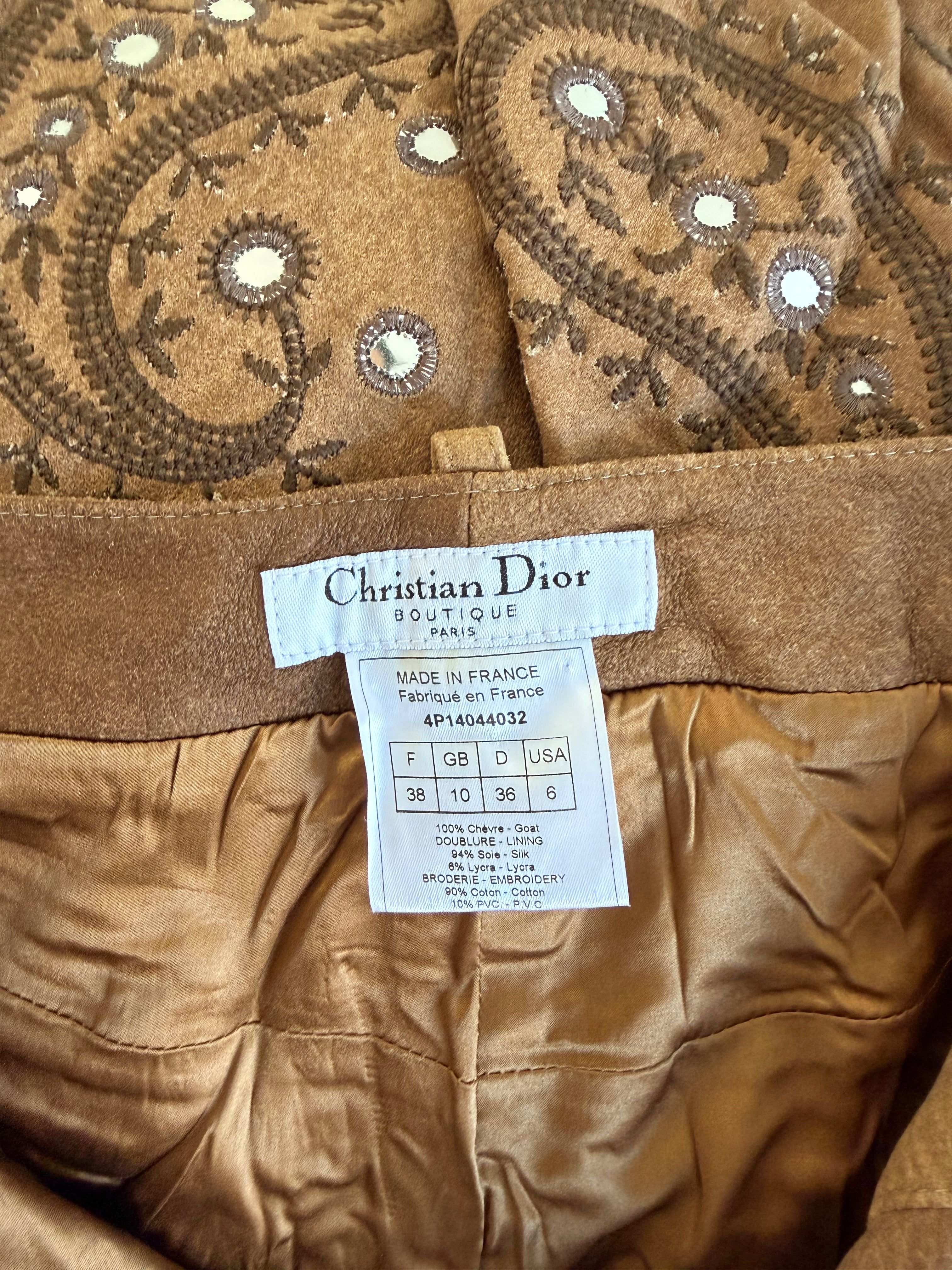 F/W 2002 Brown “Mirrored Medallion” Embellished Pants
