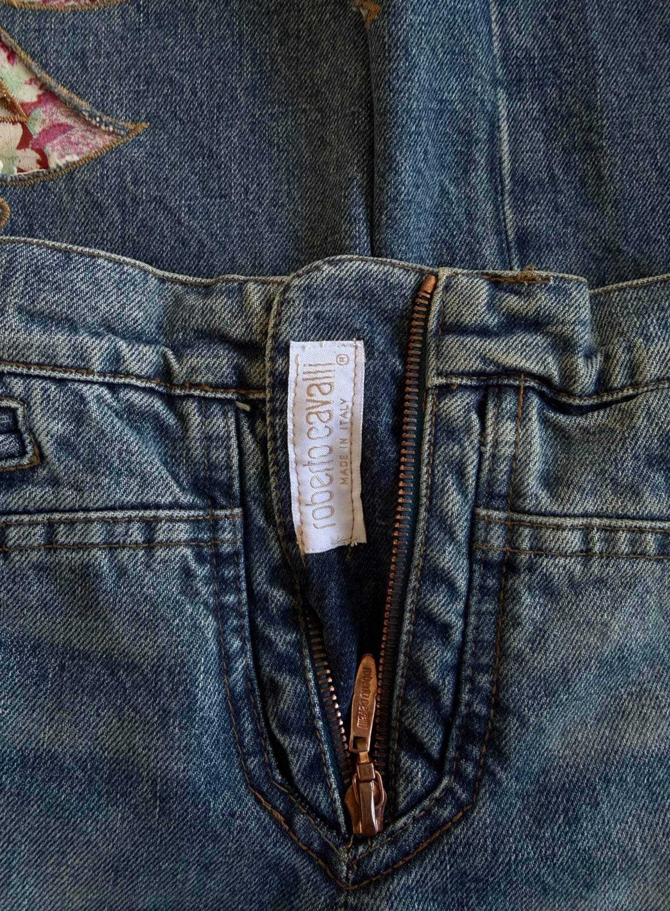 S/S 2002 Blue Denim “Baroque Cutout Floral” Embroidered Jeans