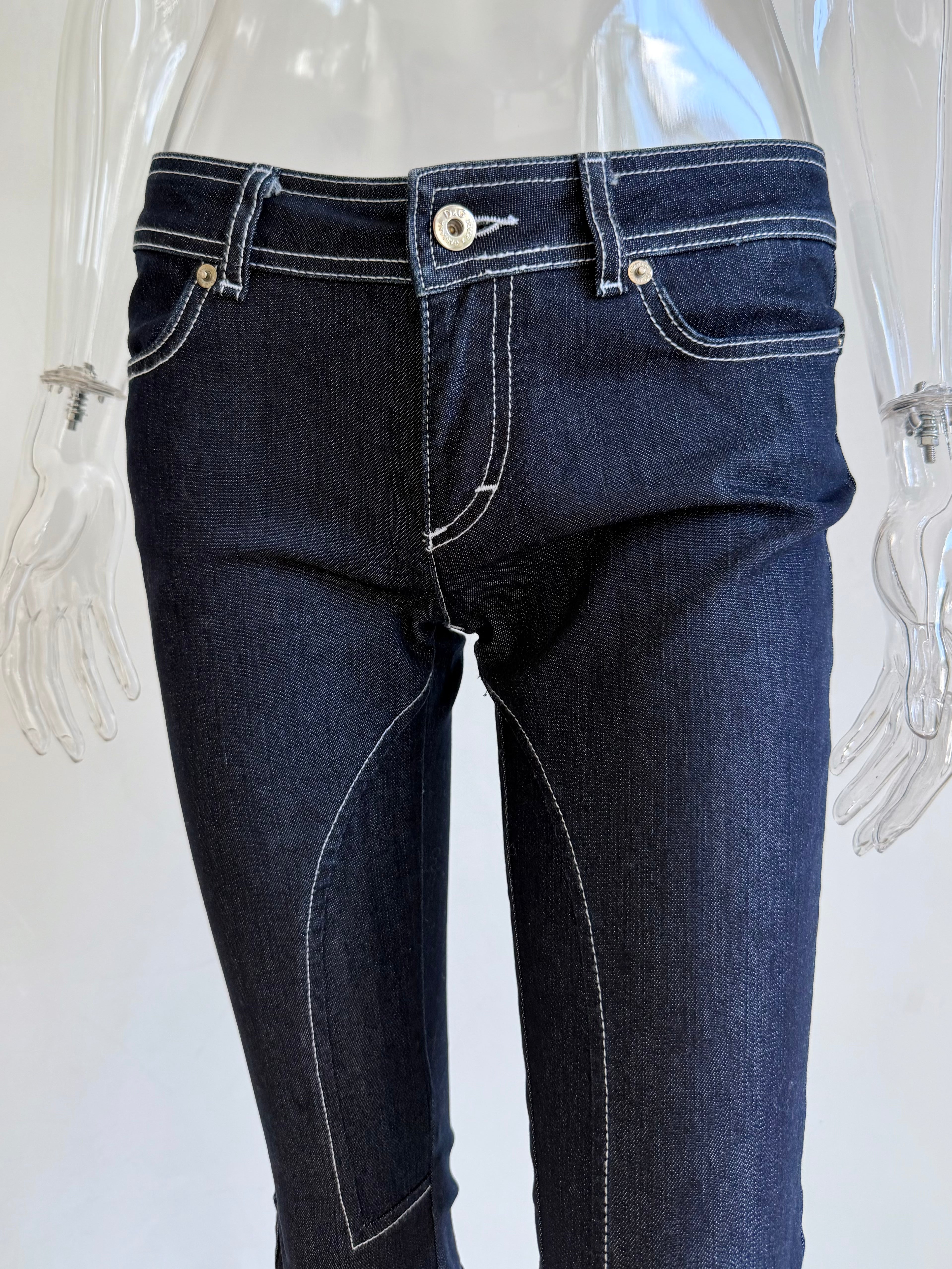 Dark Denim + White Lace Up Pants