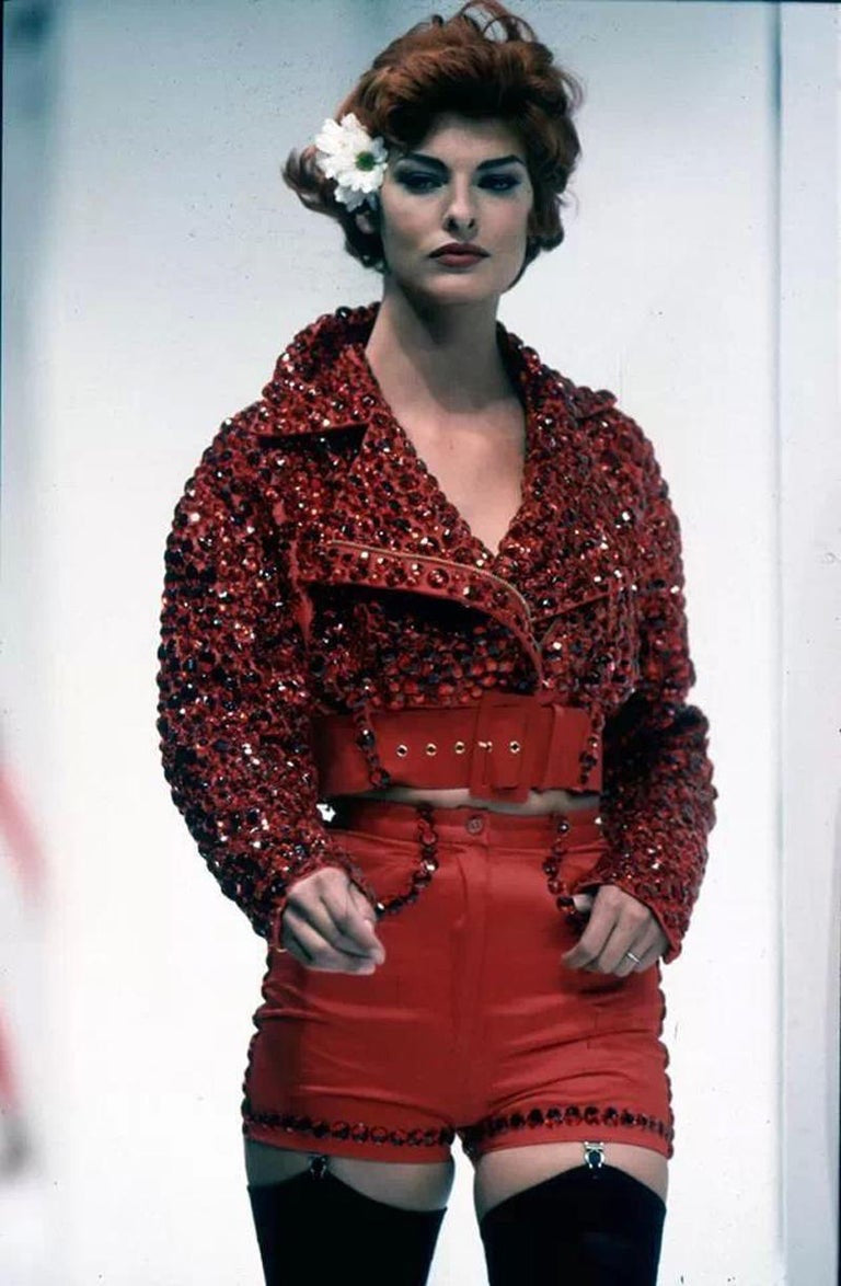 S/S 1992 Denim Cropped Crystal Jacket
