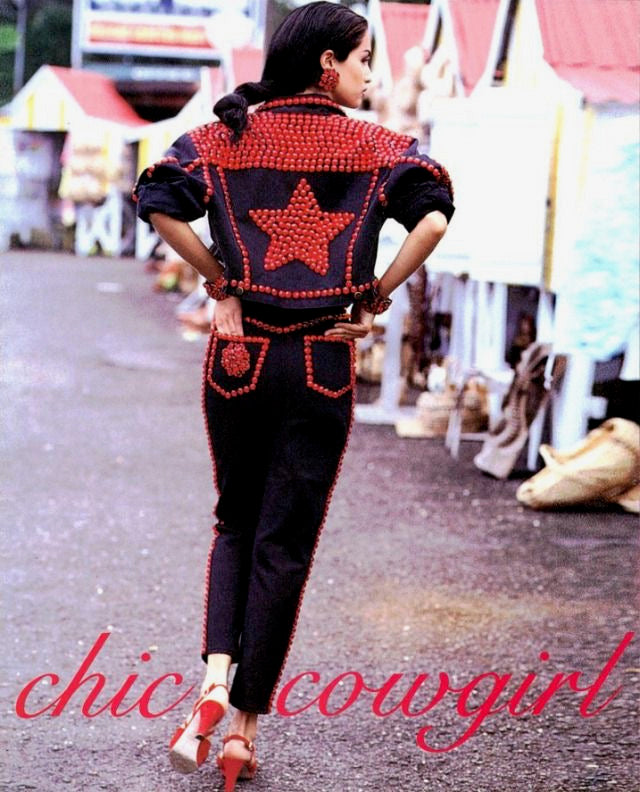 S/S 1992 Denim Cropped Crystal Jacket