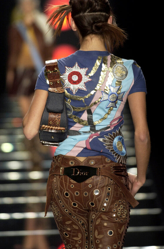 F/W 2002 Brown “Mirrored Medallion” Embellished Pants