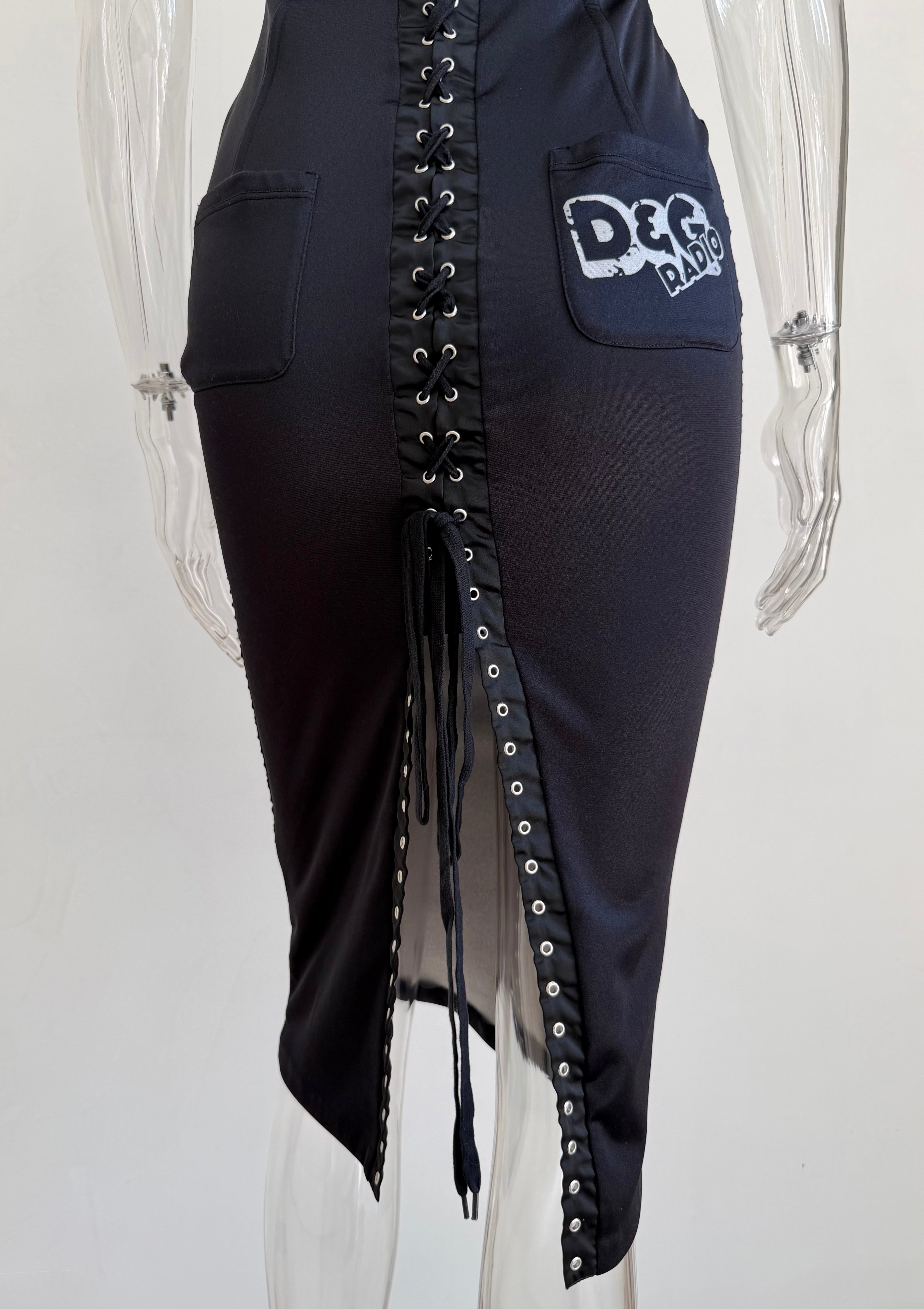Black "D&G Radio" Corset Lace Up Dress