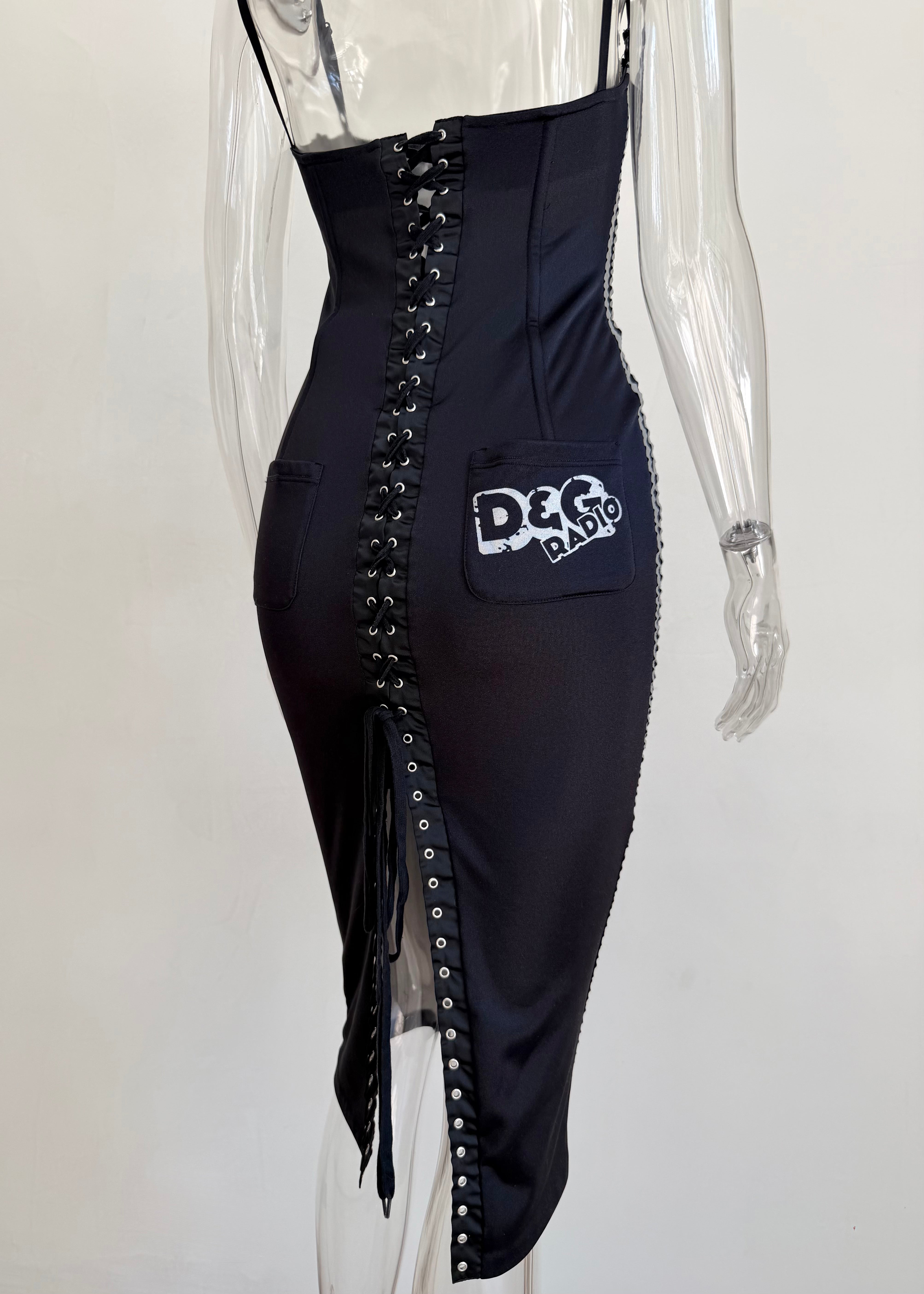 Black "D&G Radio" Corset Lace Up Dress
