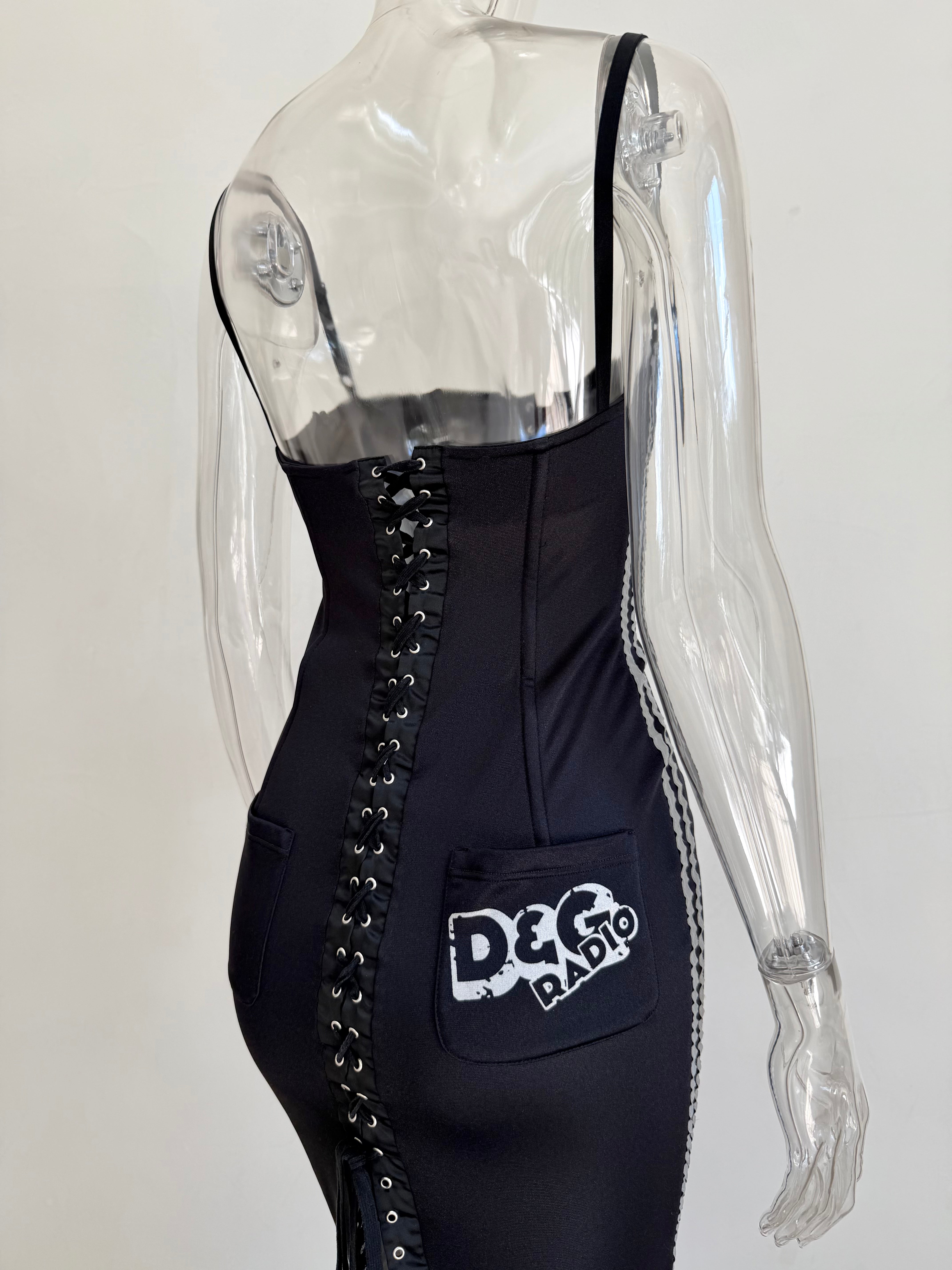 Black "D&G Radio" Corset Lace Up Dress