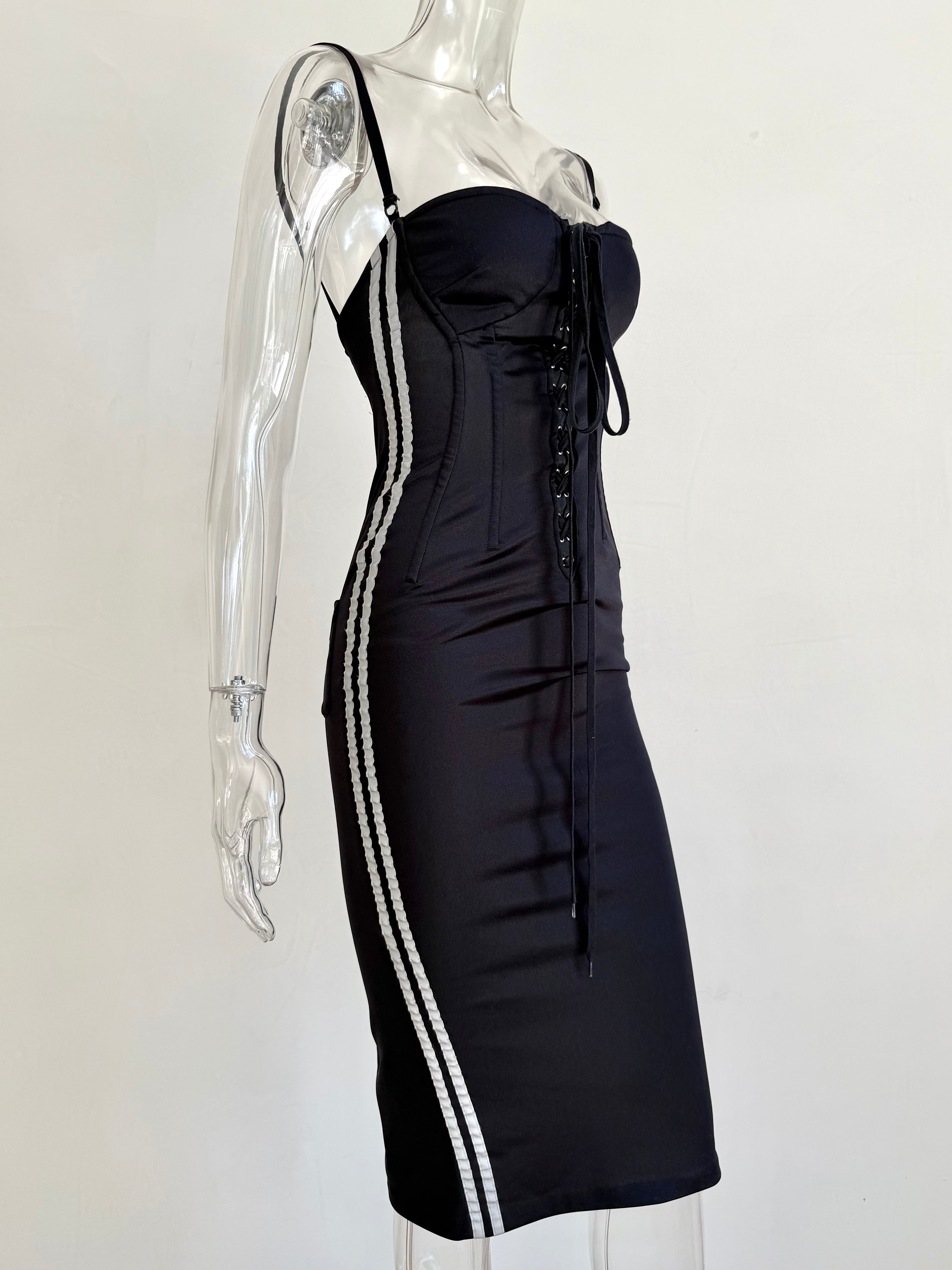 Black "D&G Radio" Corset Lace Up Dress