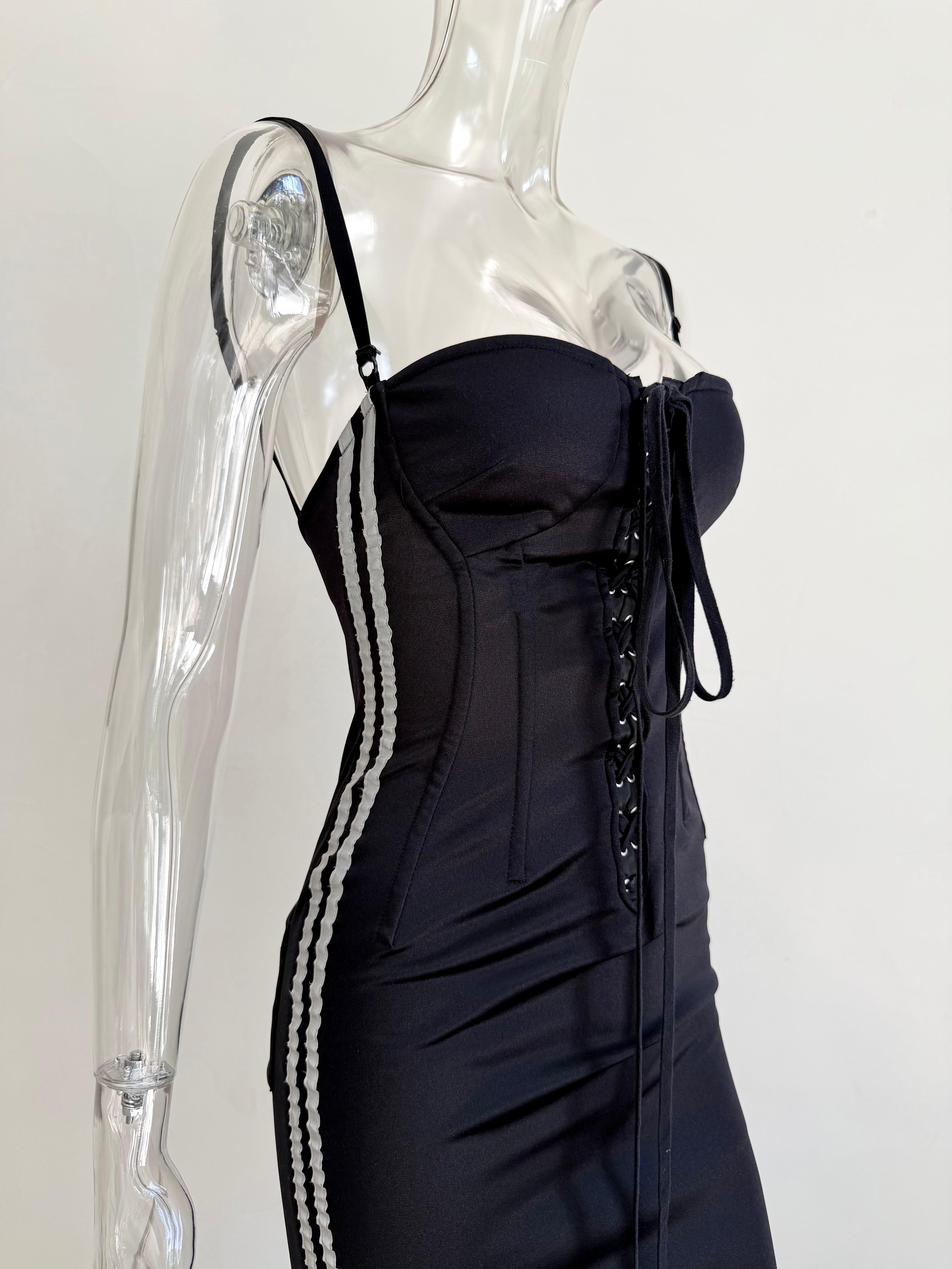 Black "D&G Radio" Corset Lace Up Dress