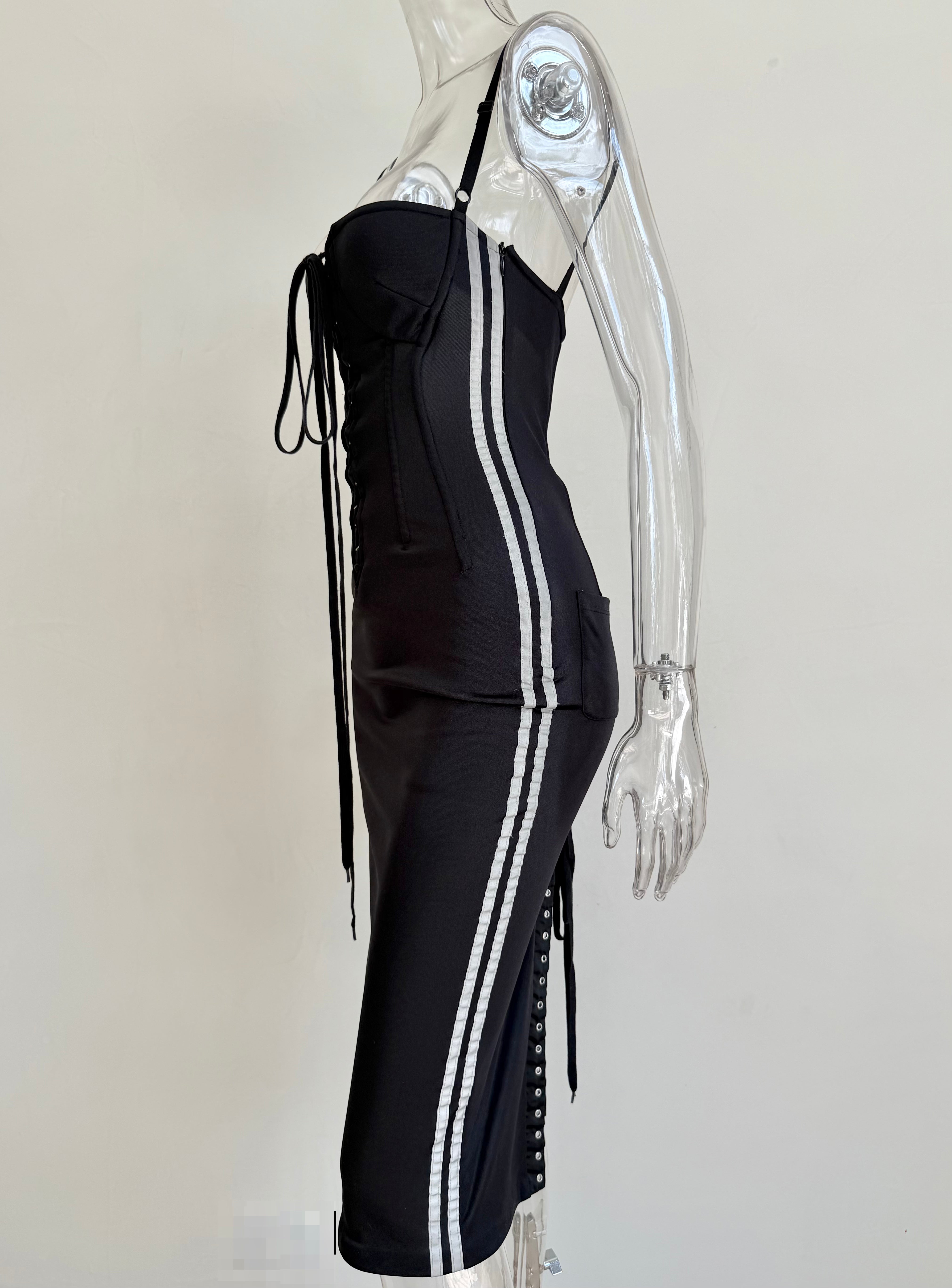Black "D&G Radio" Corset Lace Up Dress