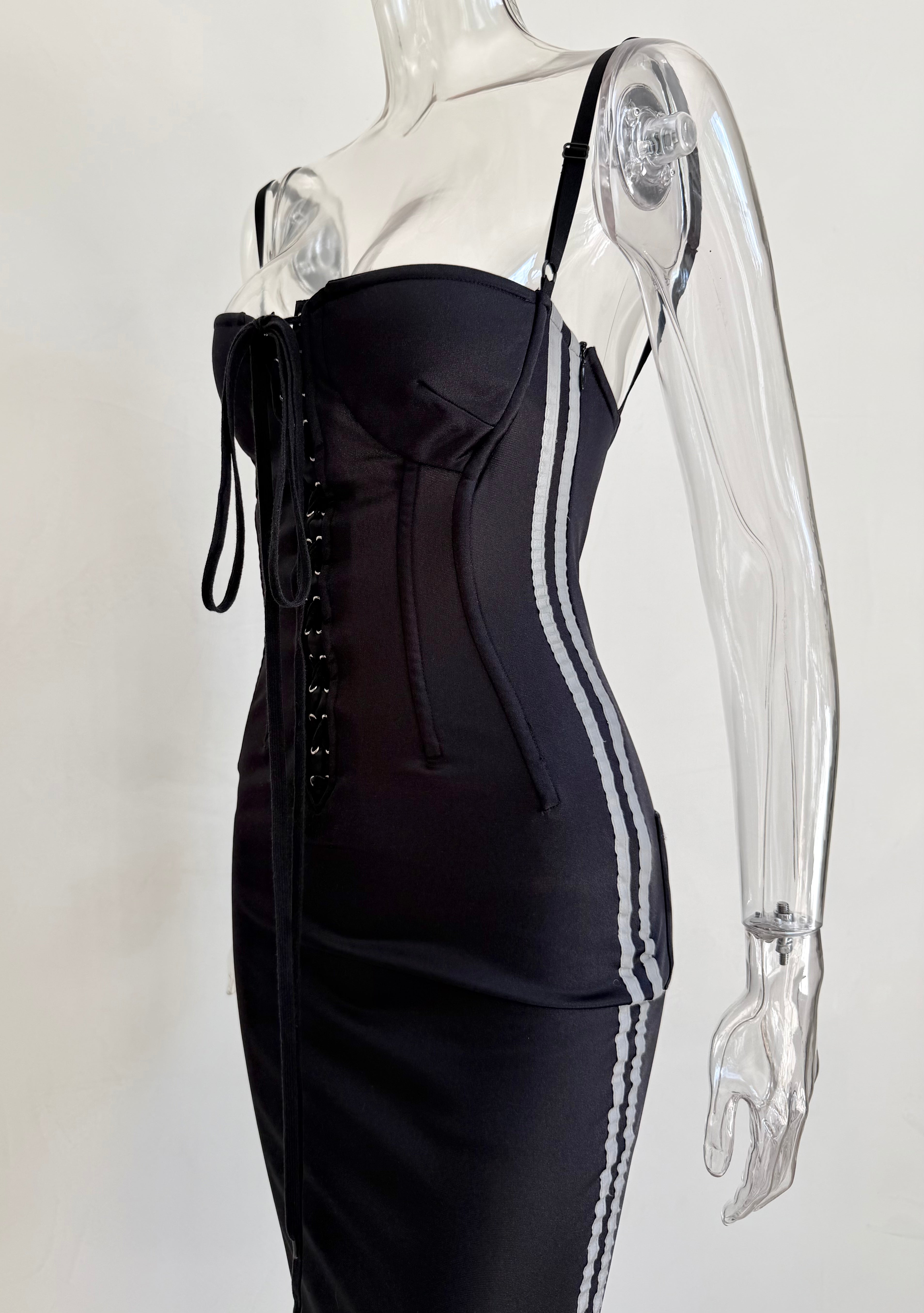 Black "D&G Radio" Corset Lace Up Dress