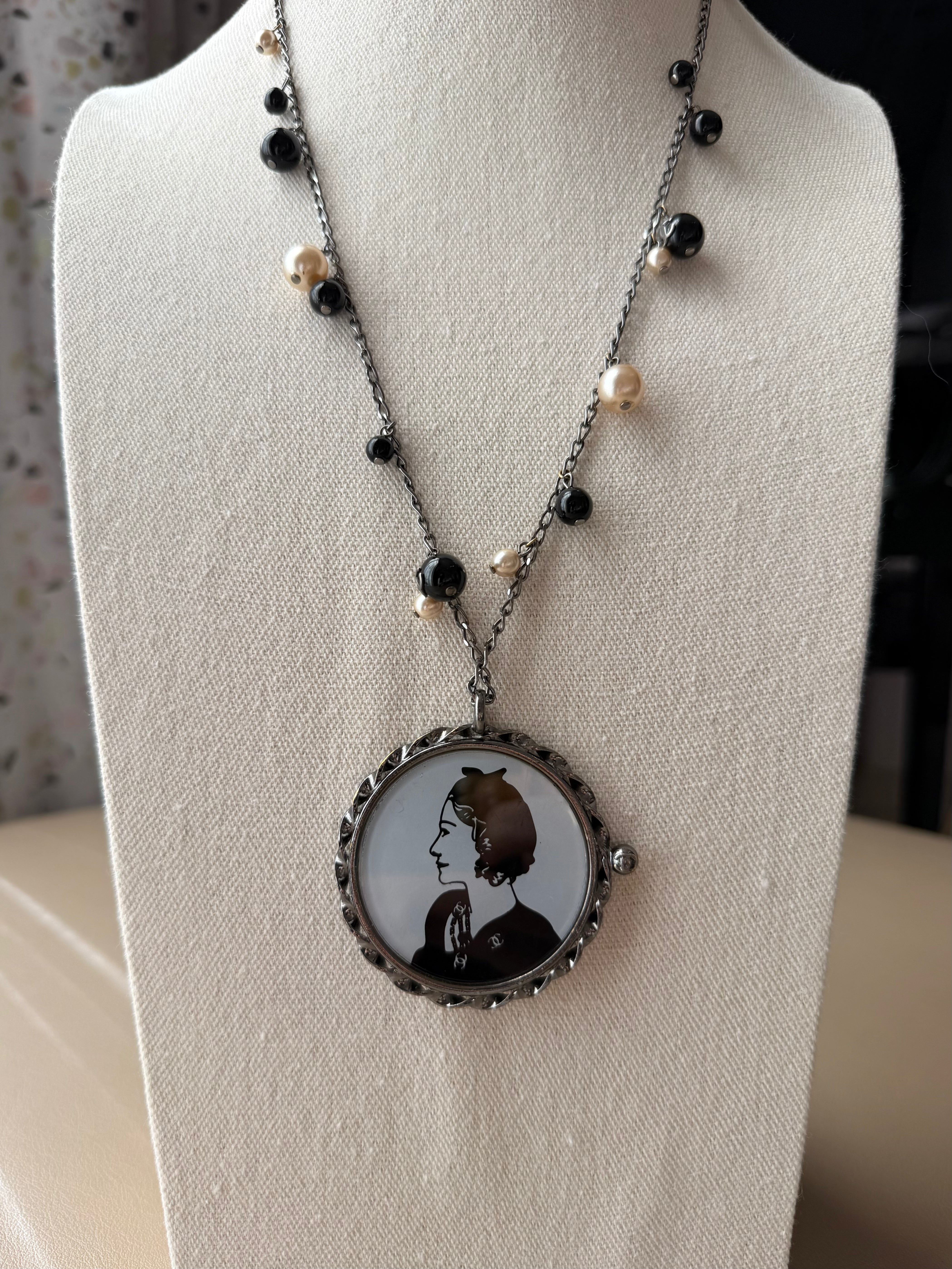 S/S 2003 “Mademoiselle Cameo” Pendant Necklace & Clip-On Earrings Set
