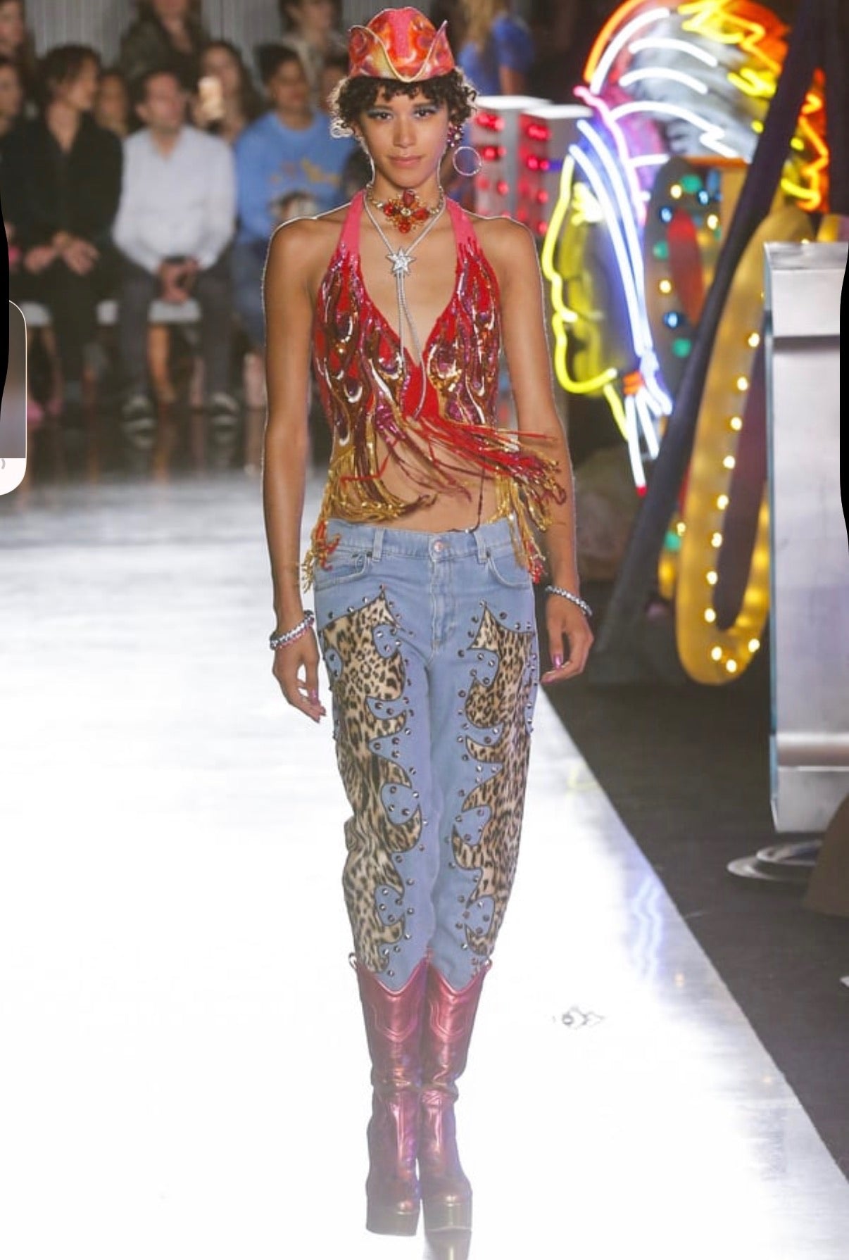 Multicolor Sequin & Fringe Halter Top