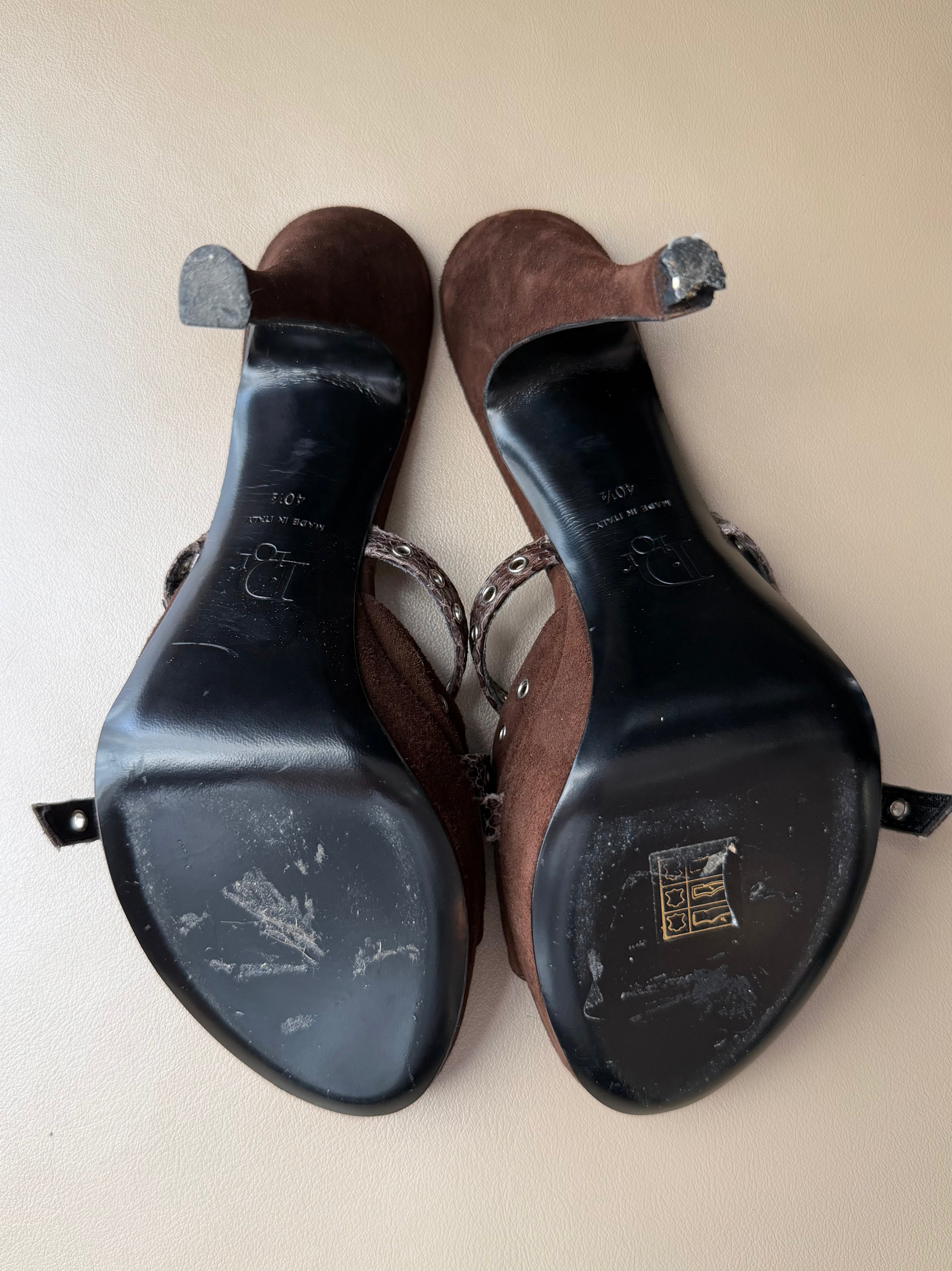 F/W 2003 Suede Fringe Eyelet Mules