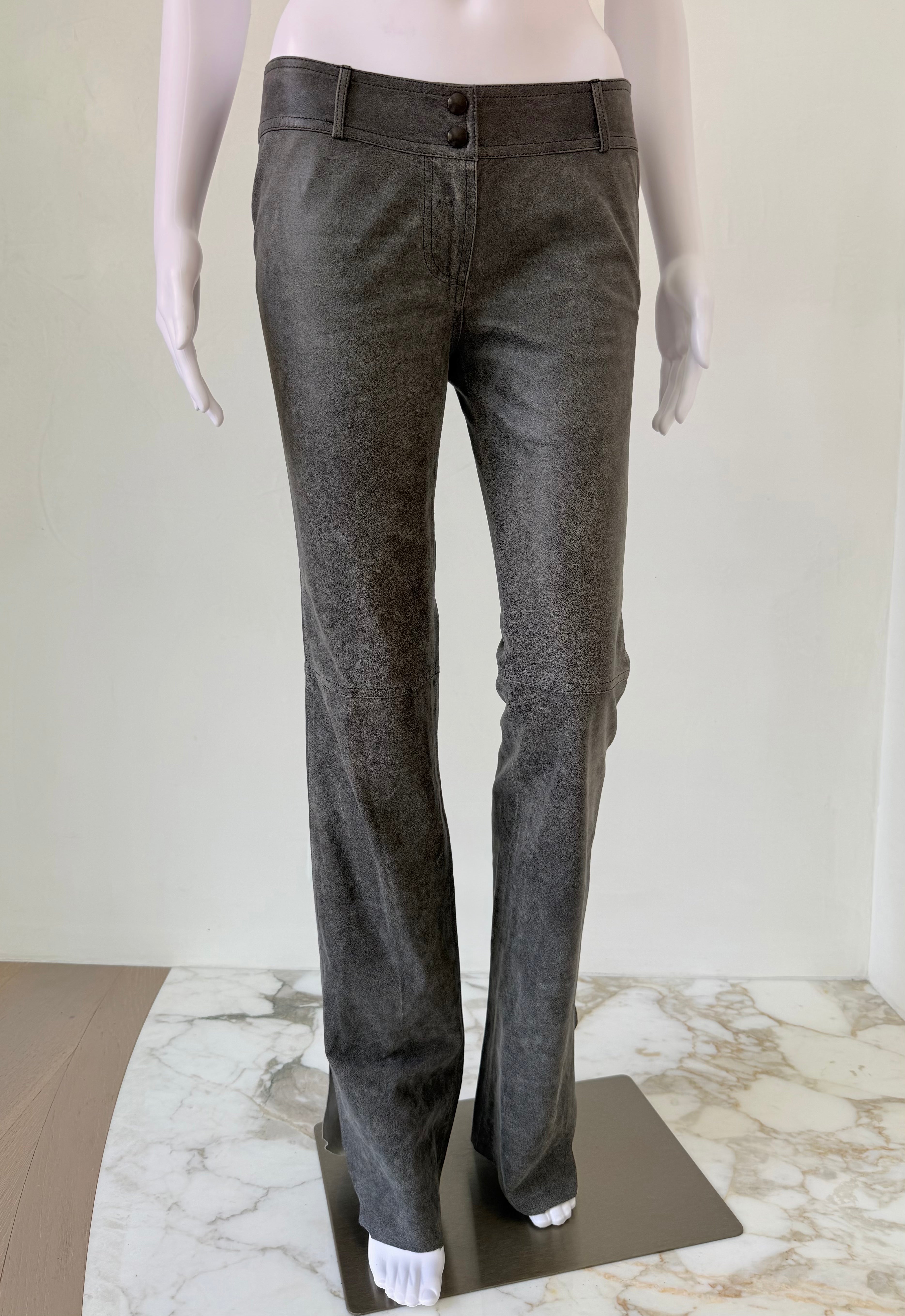Charcoal Grey Leather Pants