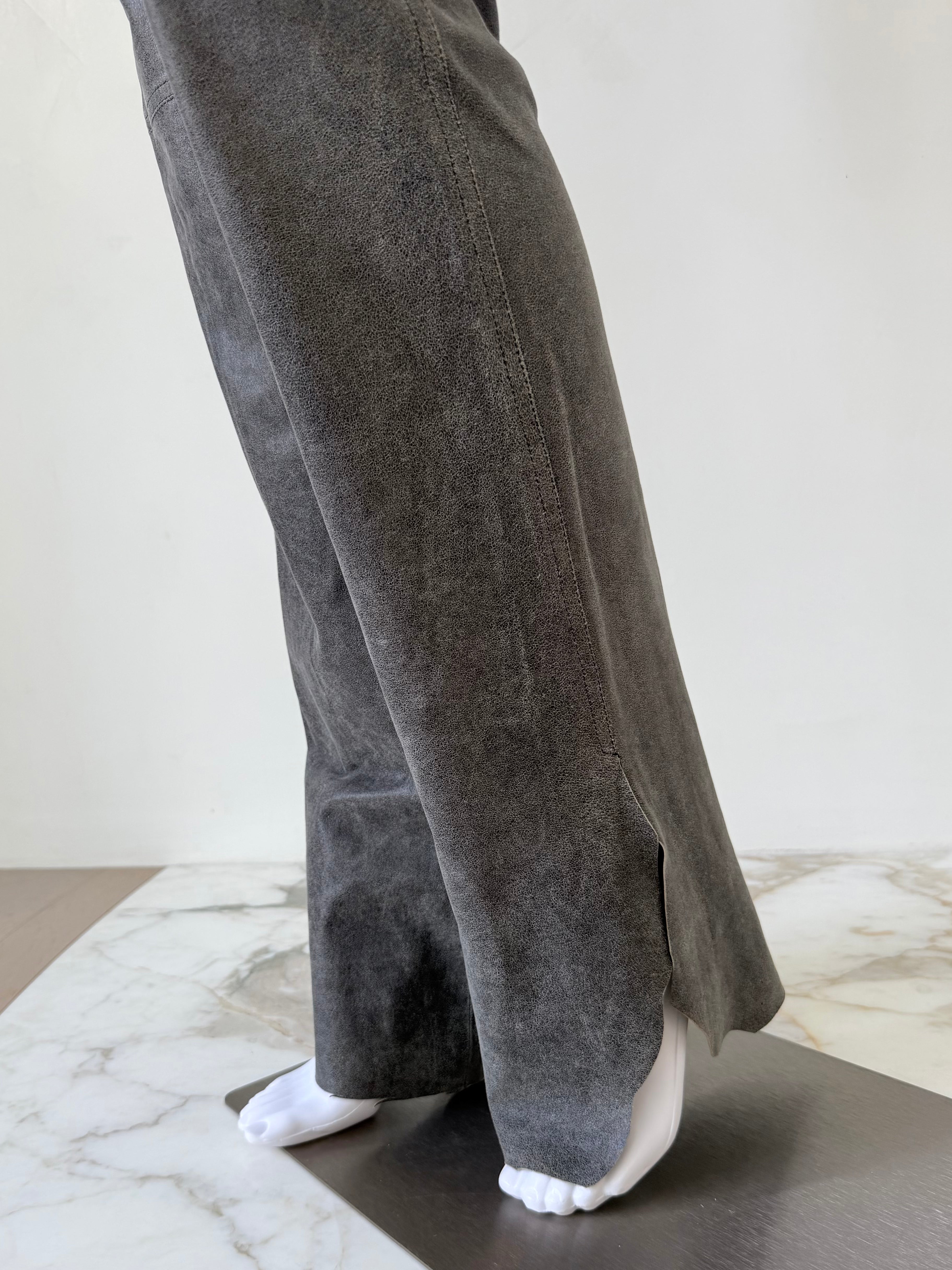 Charcoal Grey Leather Pants