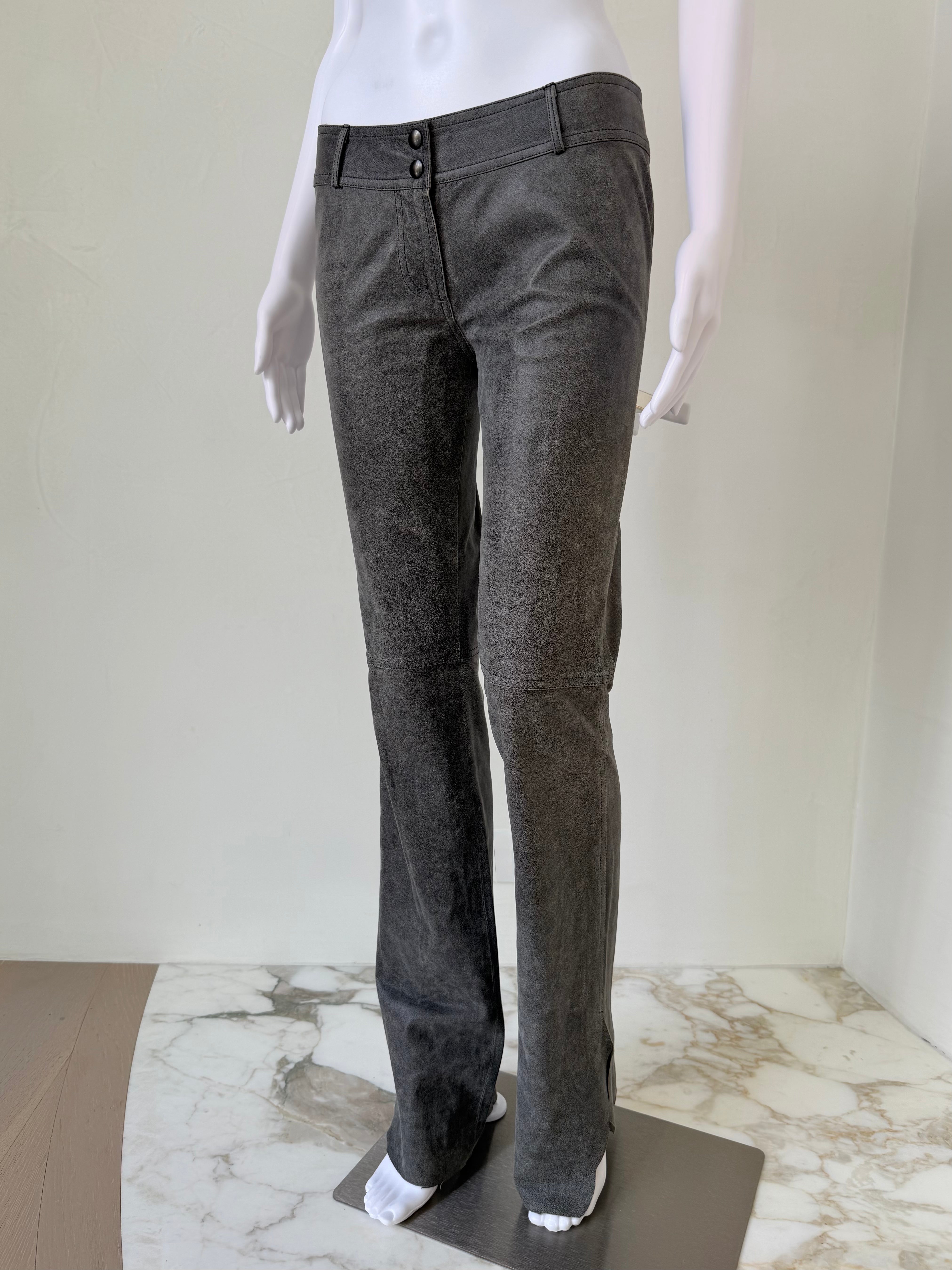 Charcoal Grey Leather Pants