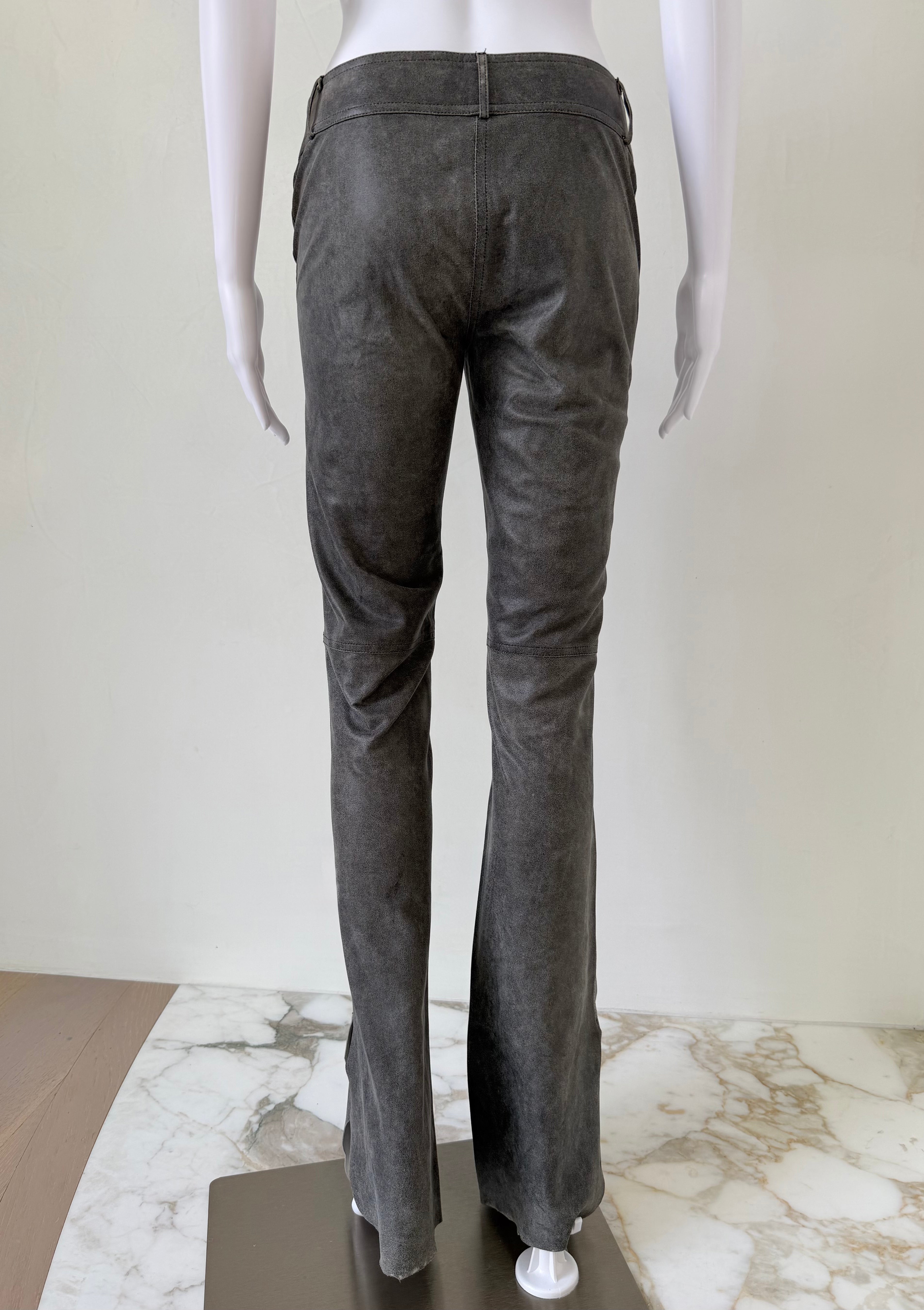 Charcoal Grey Leather Pants