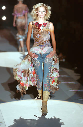 S/S 2002 Blue Denim “Baroque Cutout Floral” Embroidered Jeans