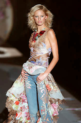 S/S 2002 Blue Denim “Baroque Cutout Floral” Embroidered Jeans