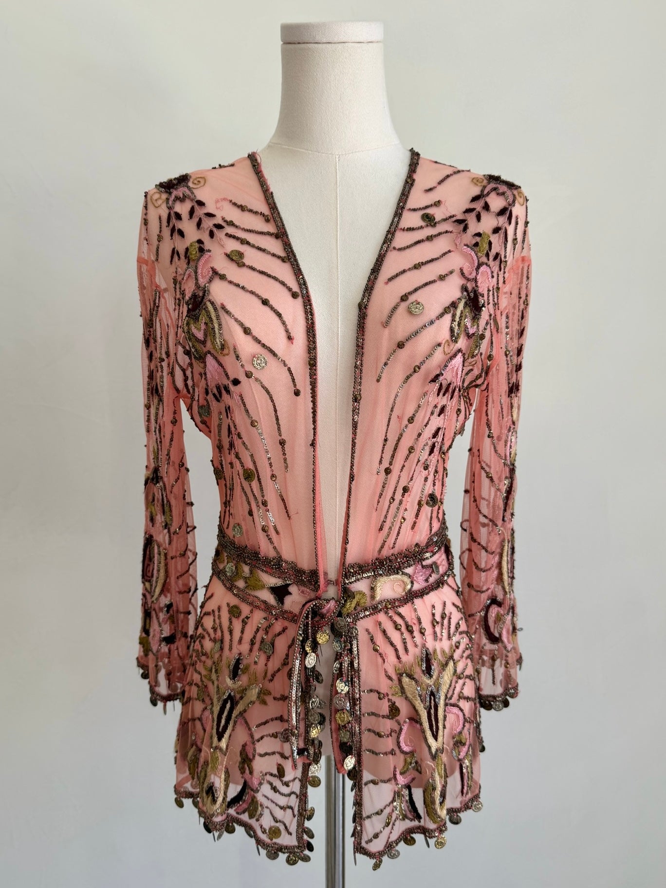 S/S 2005 Pink Sheer “Embellished Garden” Beaded Silk Top
