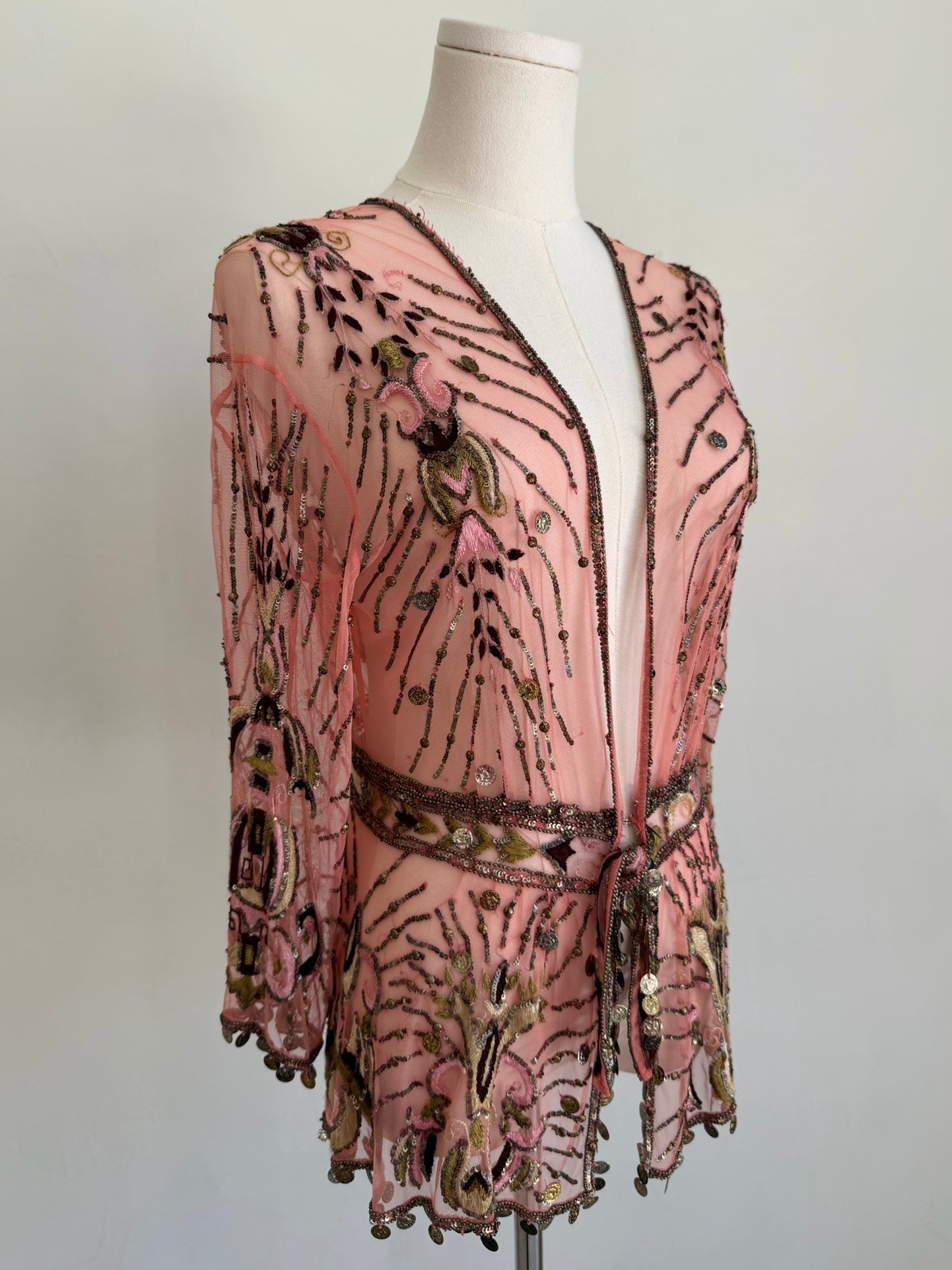 S/S 2005 Pink Sheer “Embellished Garden” Beaded Silk Top