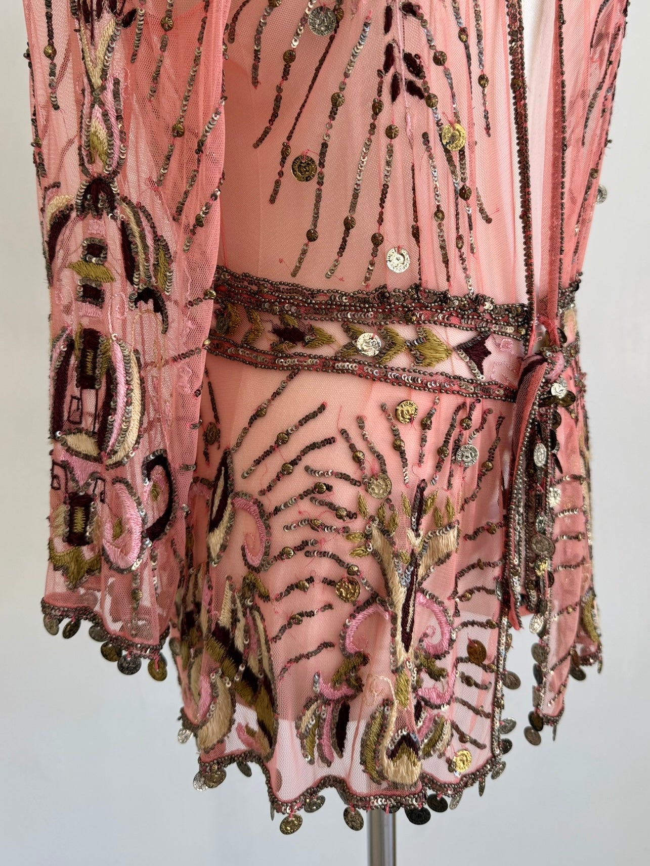 S/S 2005 Pink Sheer “Embellished Garden” Beaded Silk Top