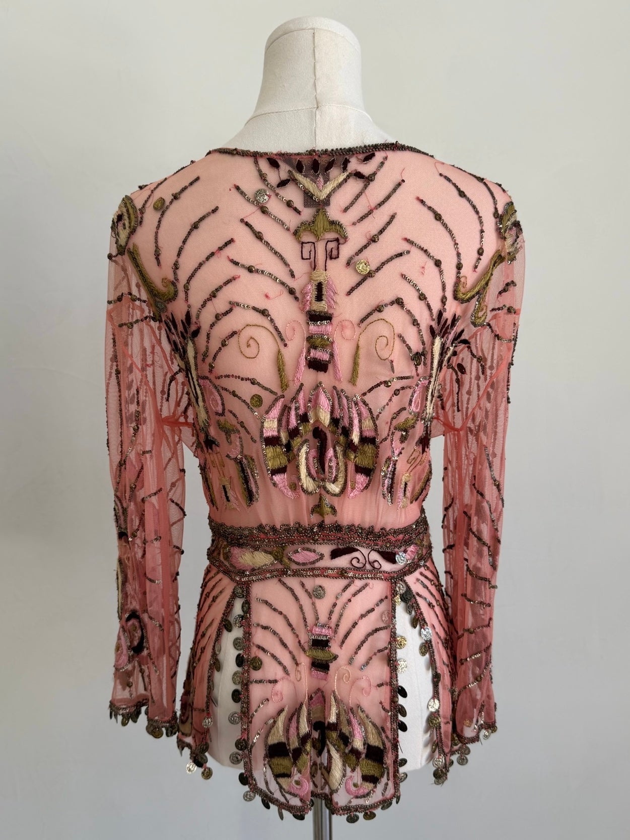 S/S 2005 Pink Sheer “Embellished Garden” Beaded Silk Top