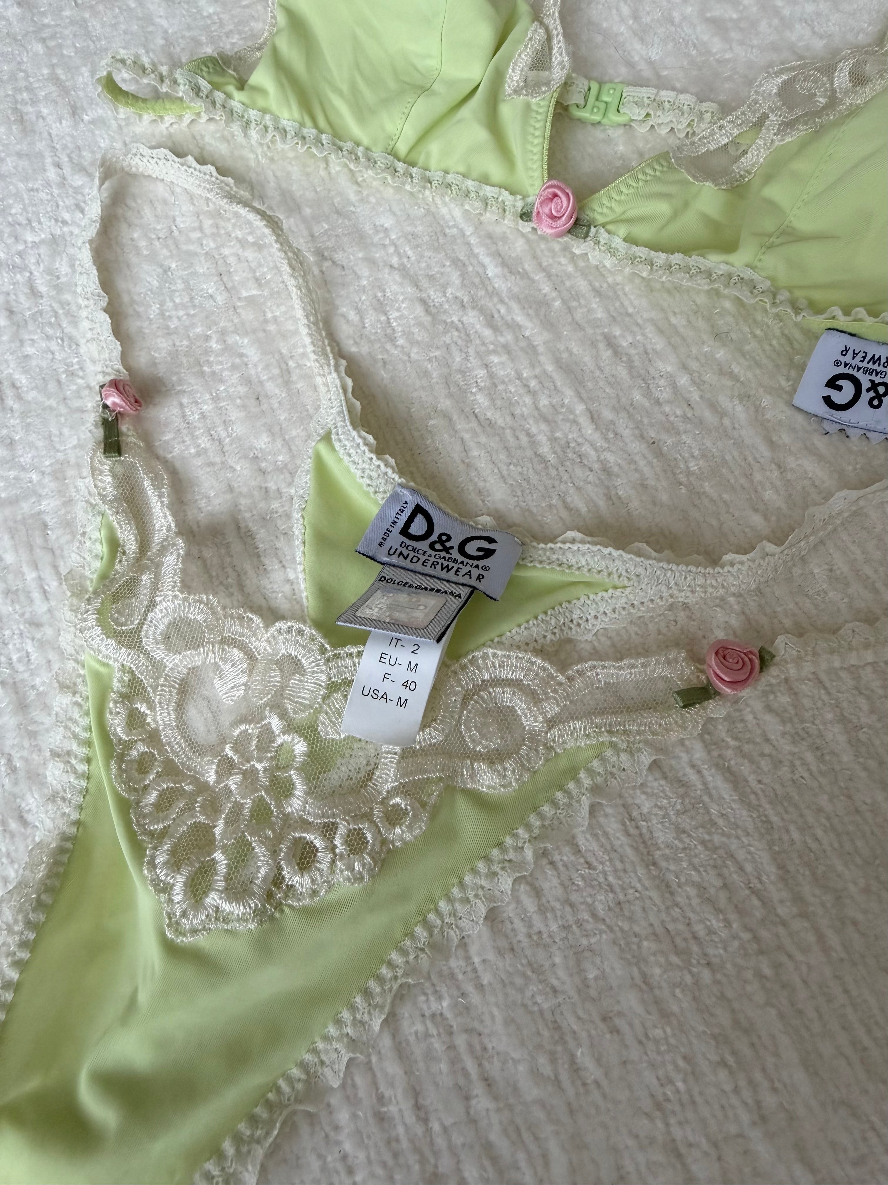 Pistachio Lace Bralette & Thong Set